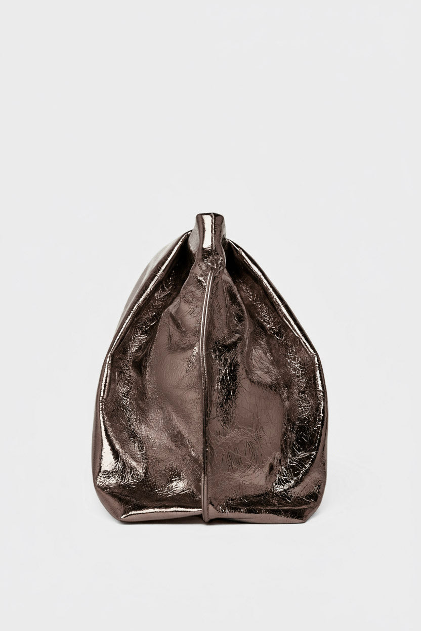 Fold Clutch in Metallic Brown