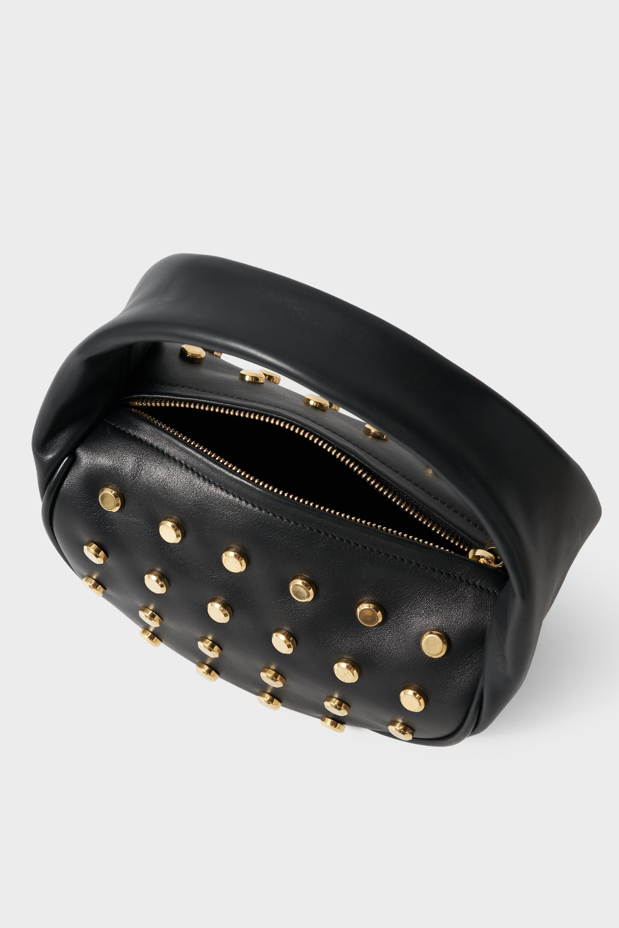 Studded Mini Halo Bag in Smooth Black