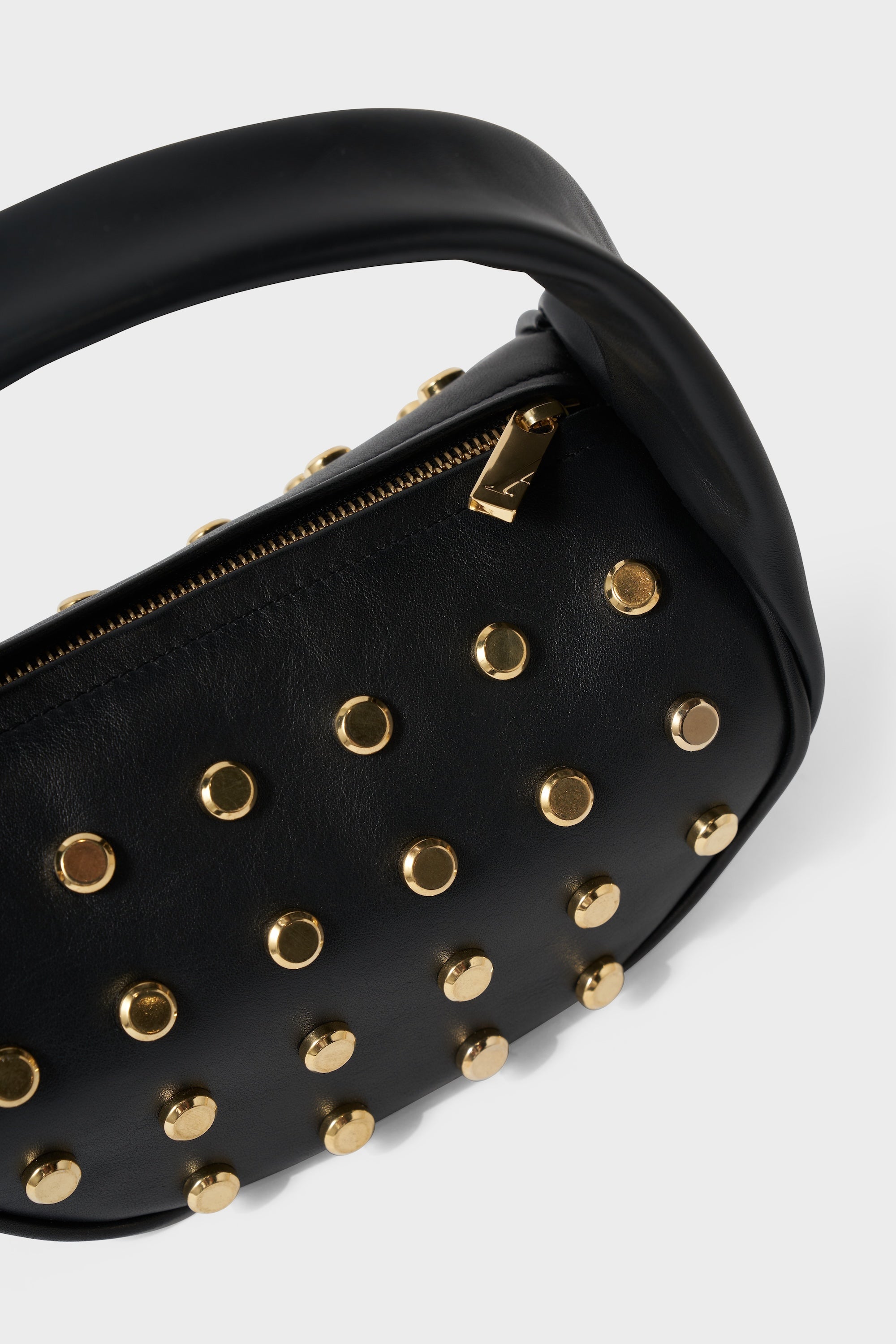 Studded Mini Halo Bag in Smooth Black