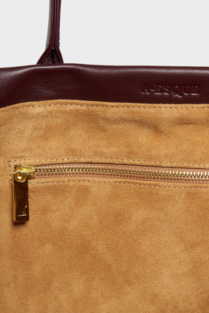 Slim Handle Tote in Smooth Burgundy