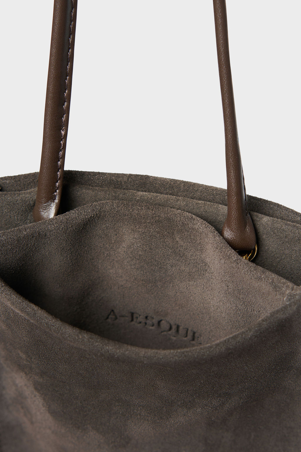 Tall Slim Double Pocket Bag in Suede Brown