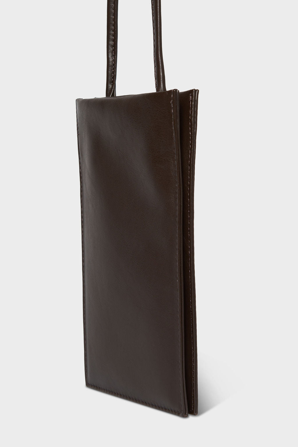 Tall Slim Double Pocket Bag in Smooth Dark Brown