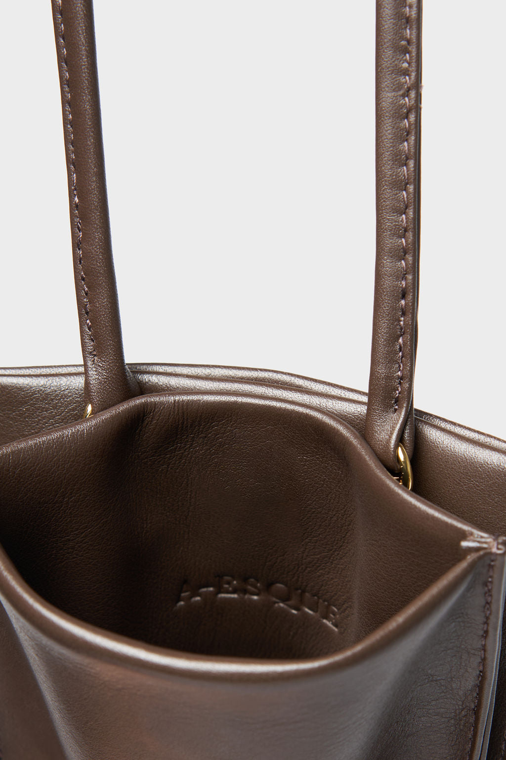 Tall Slim Double Pocket Bag in Smooth Dark Brown