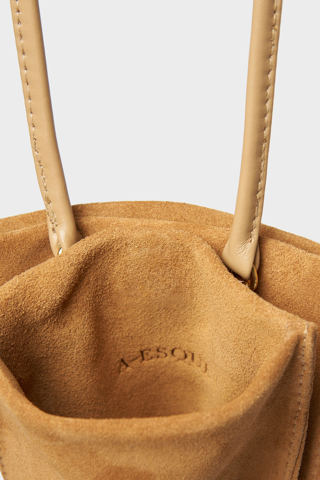 Tall Slim Double Pocket Bag in Suede Tan