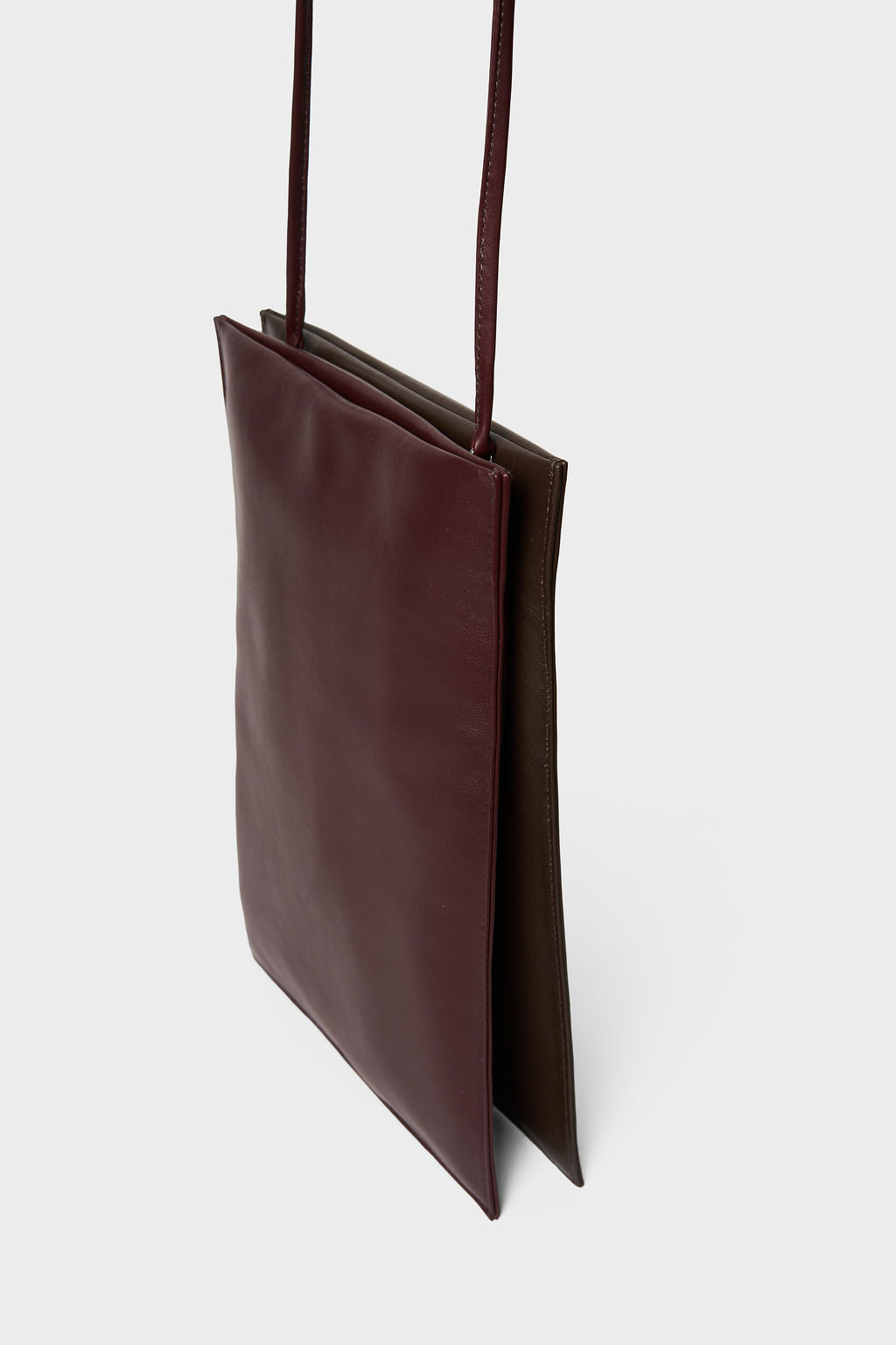 Large Flat Bag in Dark Brown and Burgundy