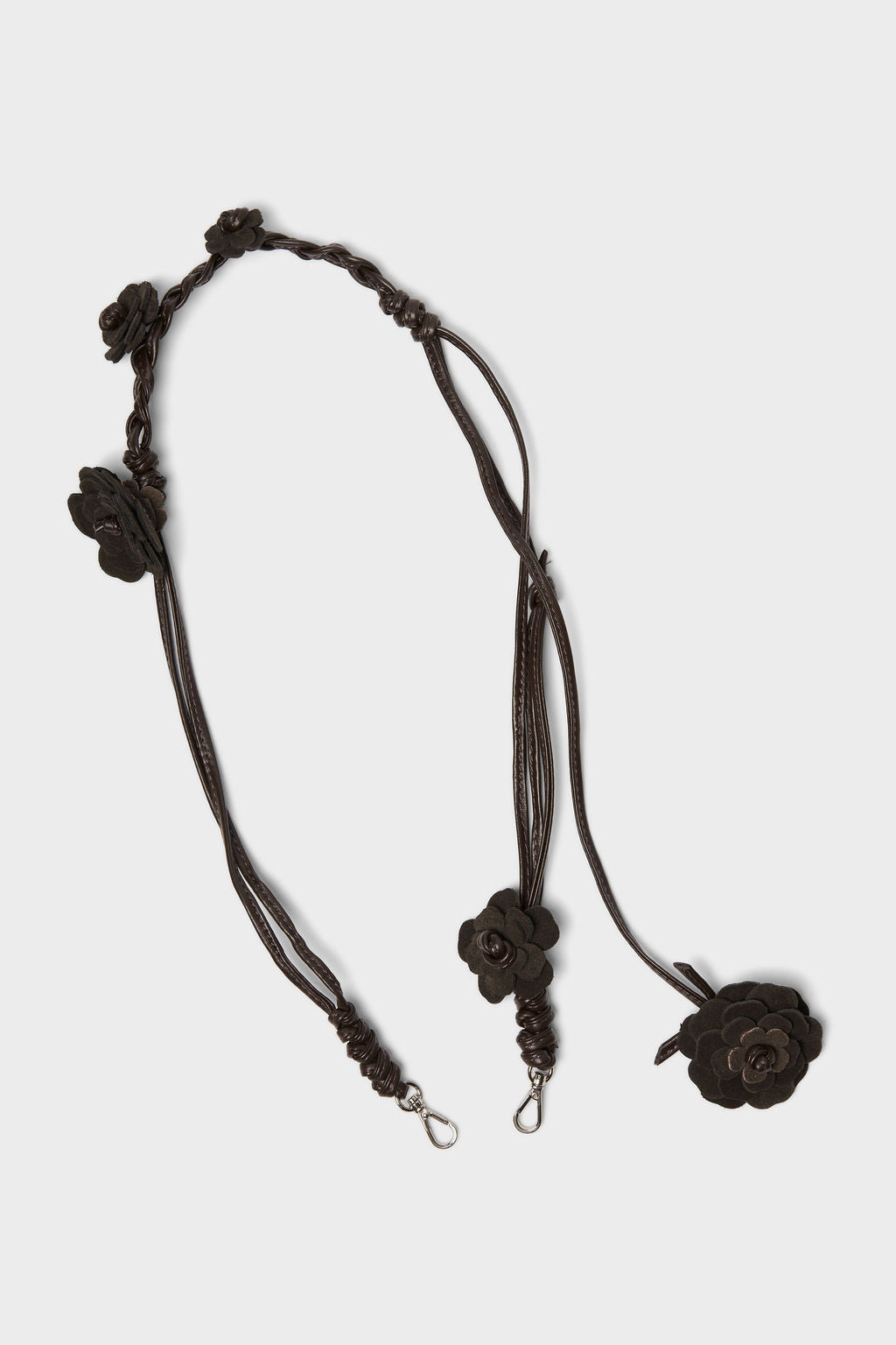 Floral Braided Strap in Dark Brown
