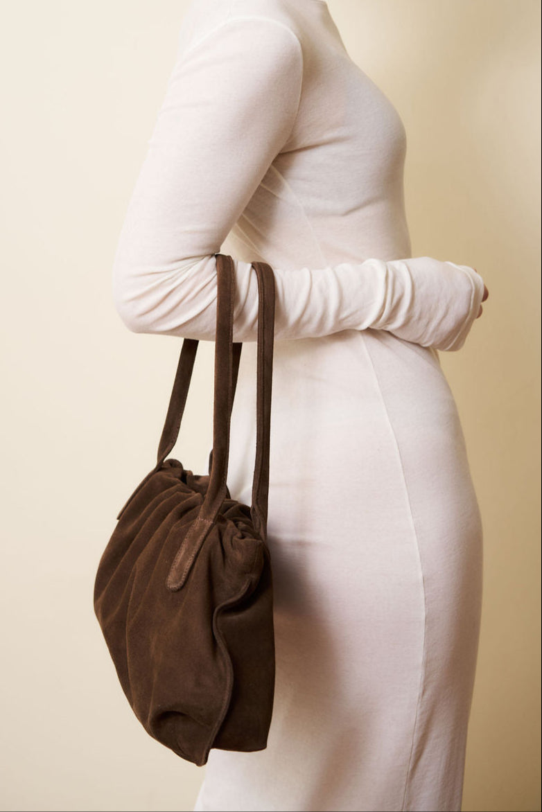 Cloud Shoulder Bag in Suede Chestnut