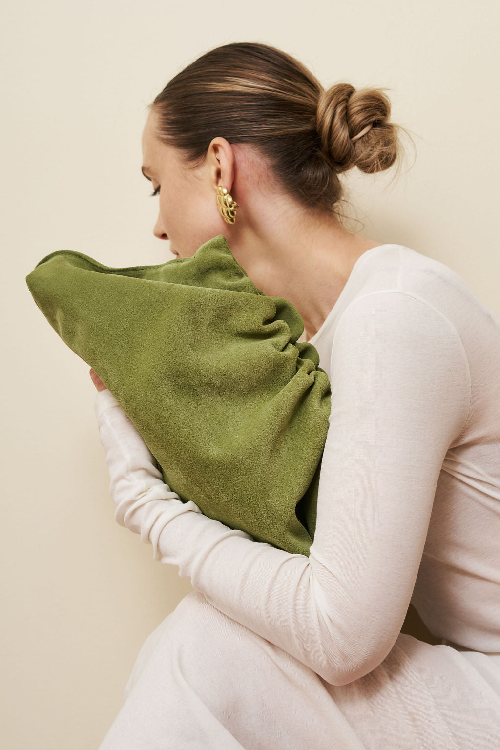 Suede Cloud Bag in Matcha