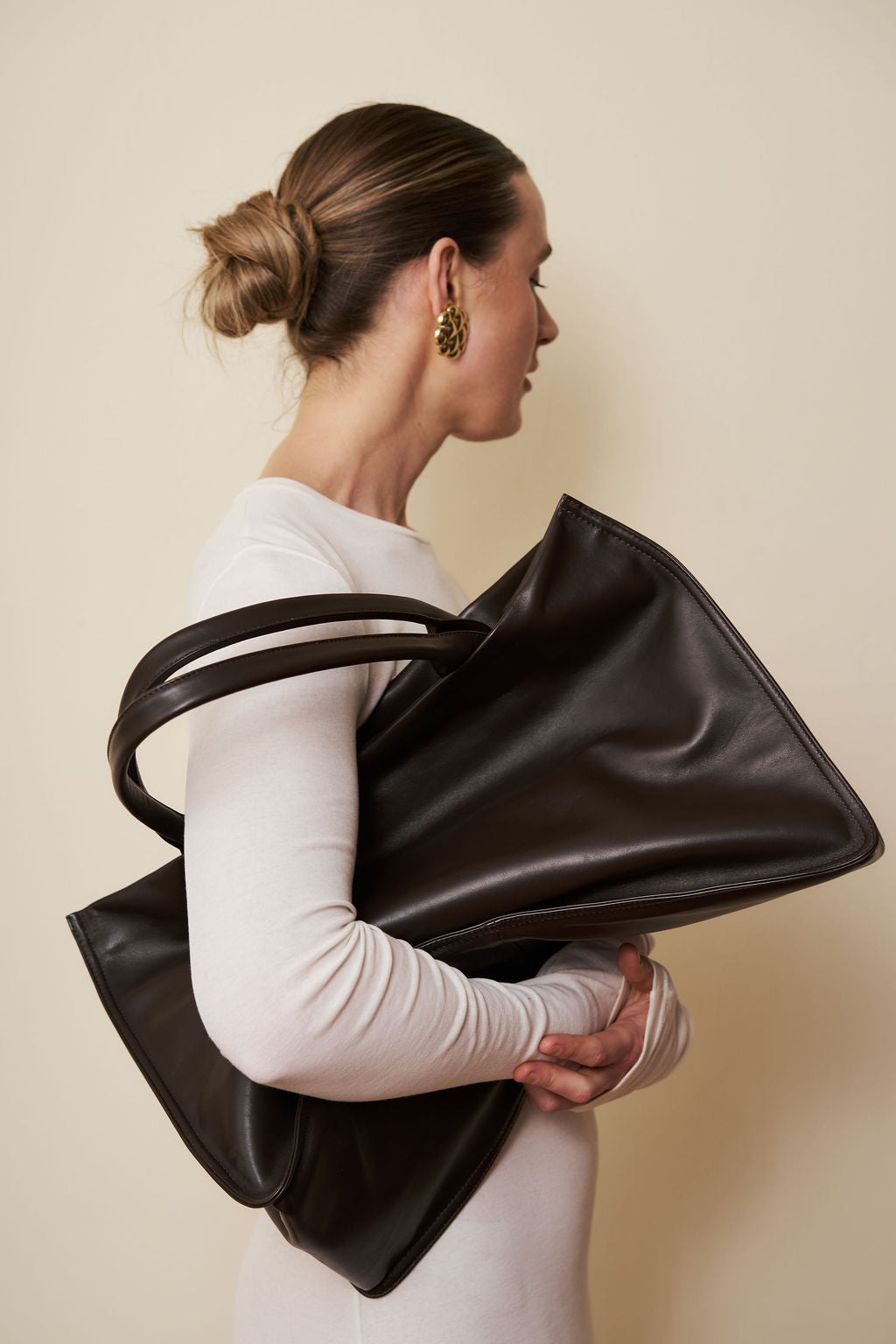 Junior Suite Tote Bag in Smooth Dark Brown