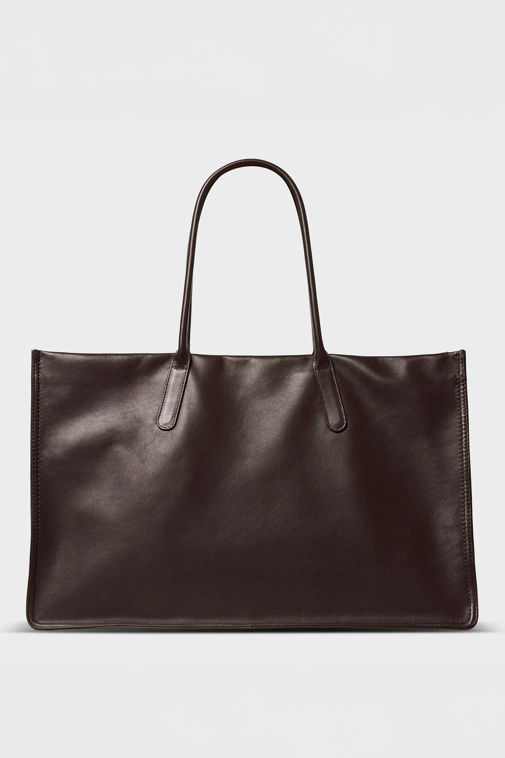 Slim Handle Tote in Smooth Dark Brown