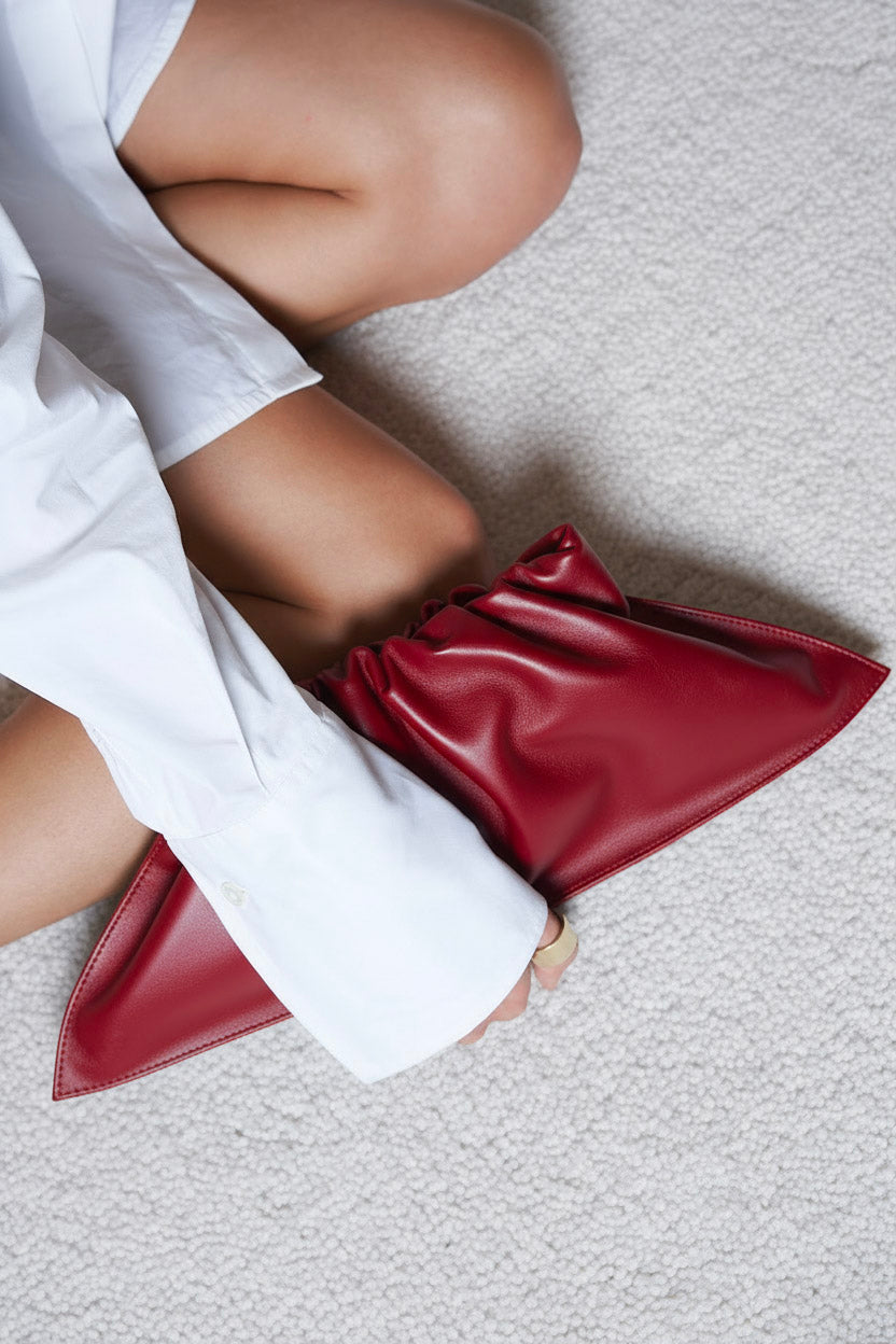 Mini Cloud Clutch in Smooth Red