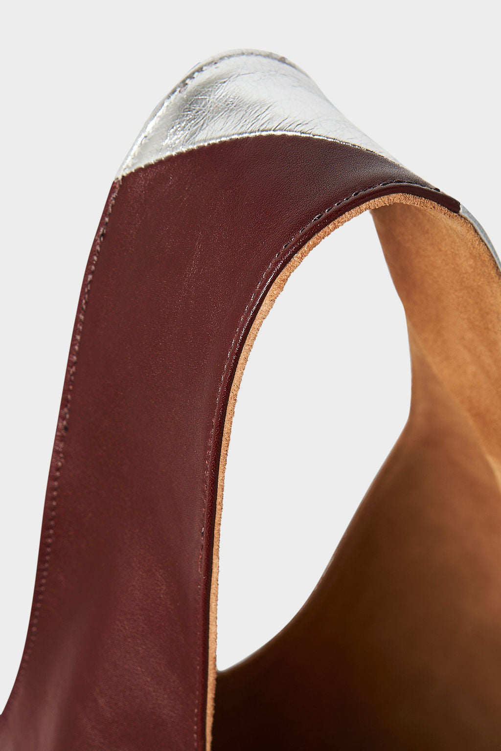 Lightning Sack in Smooth Burgundy and Silver Metallic