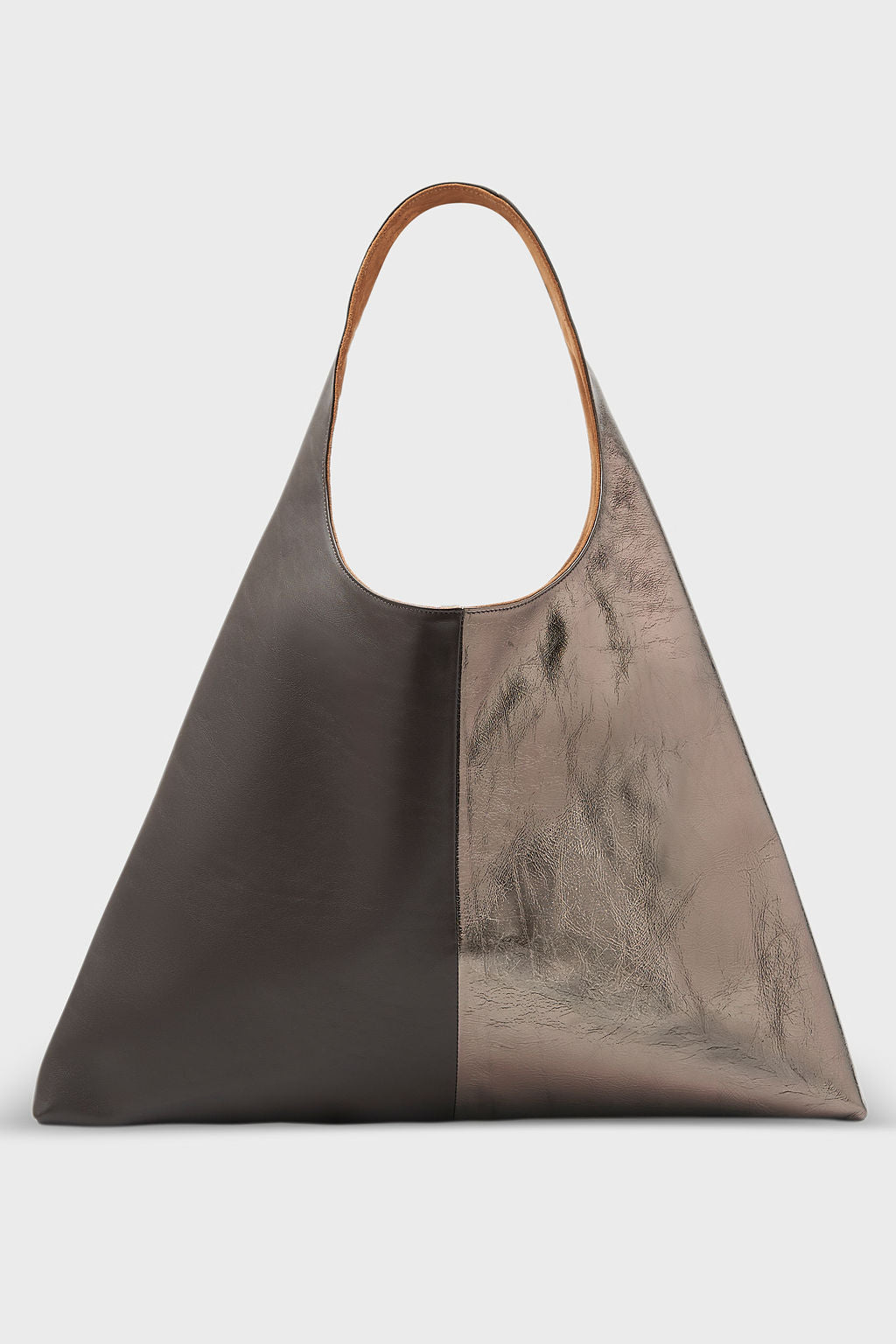Lightning Sack in Smooth Dark Brown and Pewter Metallic