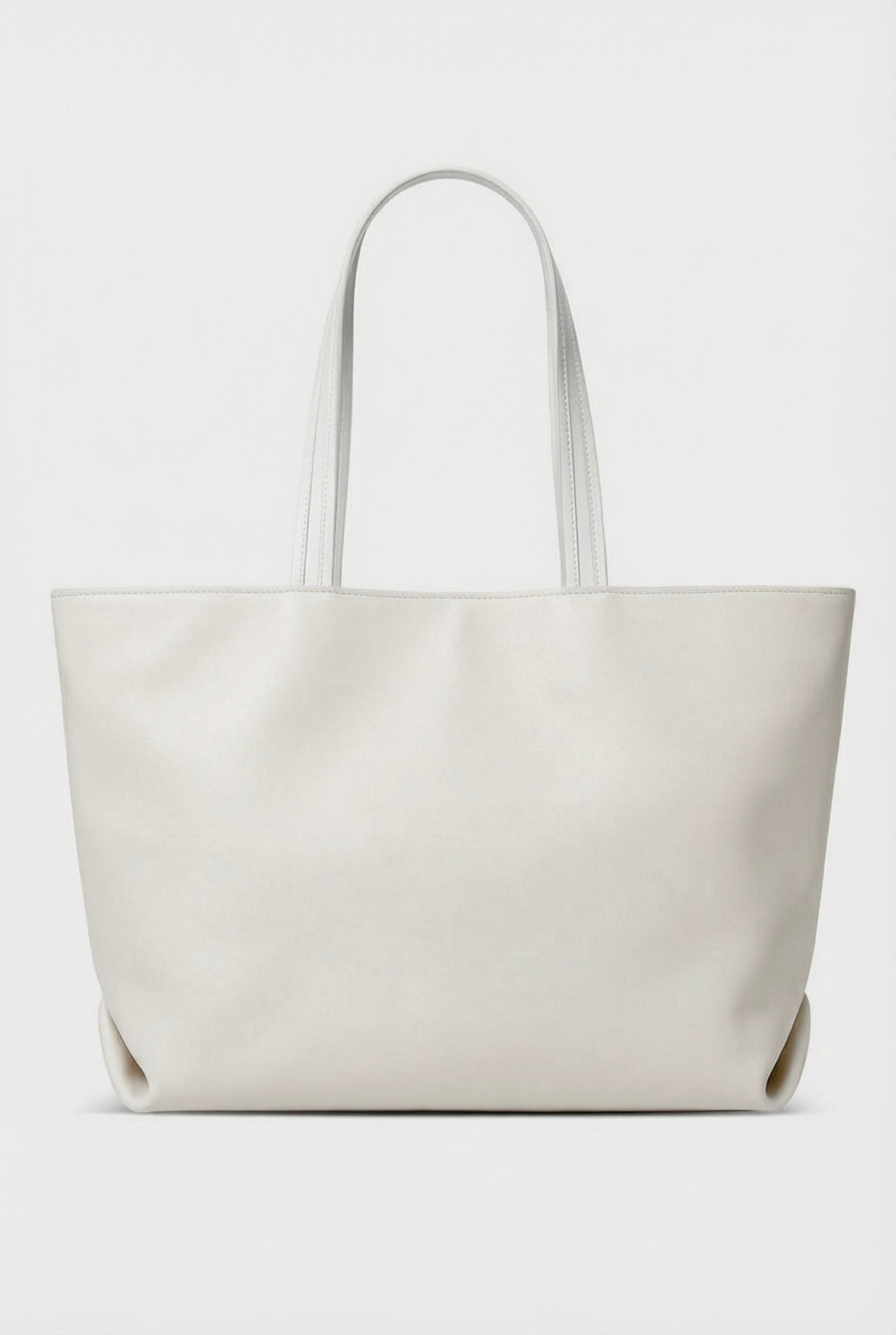 Large Simple Fold Tote in Smooth Off White