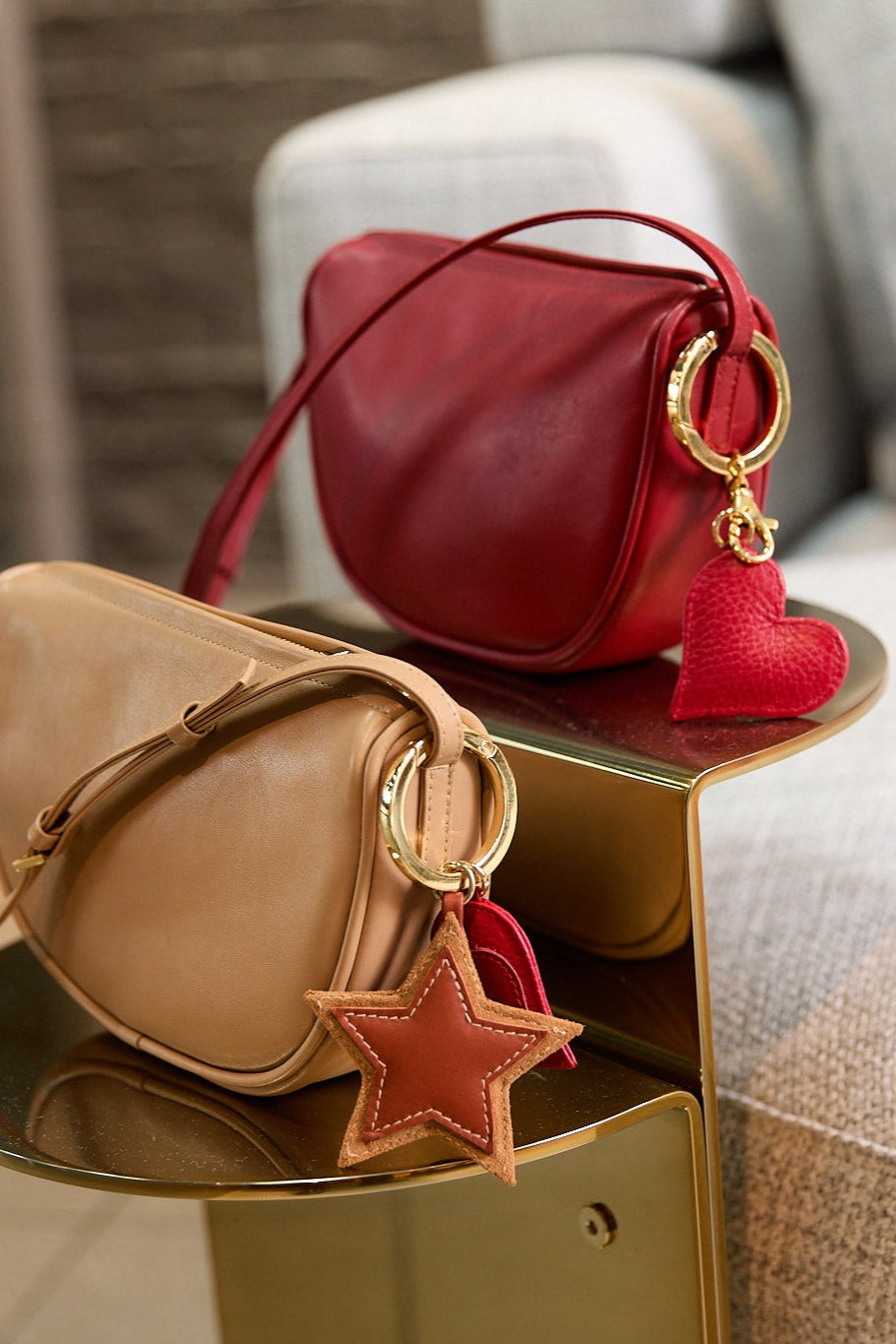 Seeing Stars Keyring in Suede Tan