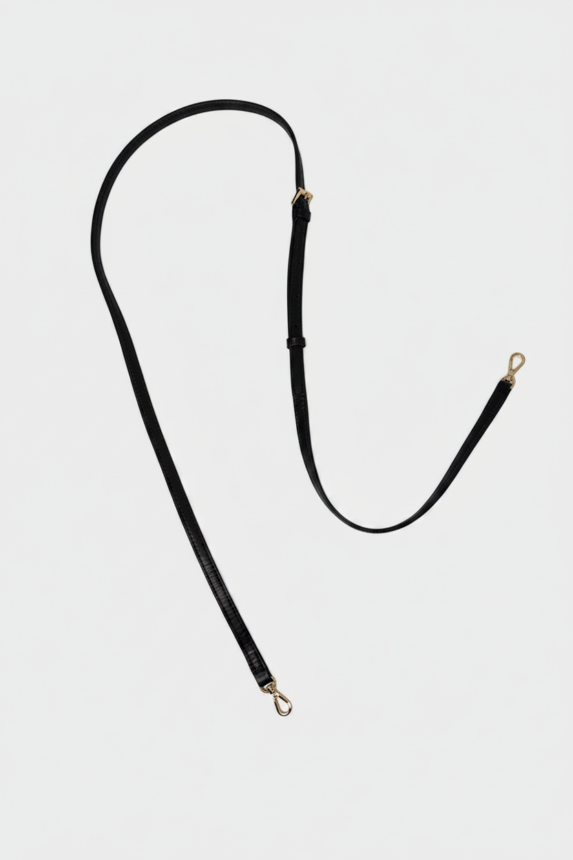 Adjustable Fine Long Strap Smooth Black