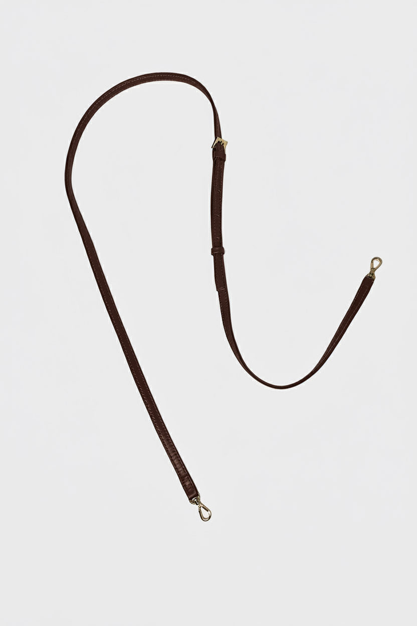 Adjustable Fine Long Strap Smooth Dark Brown