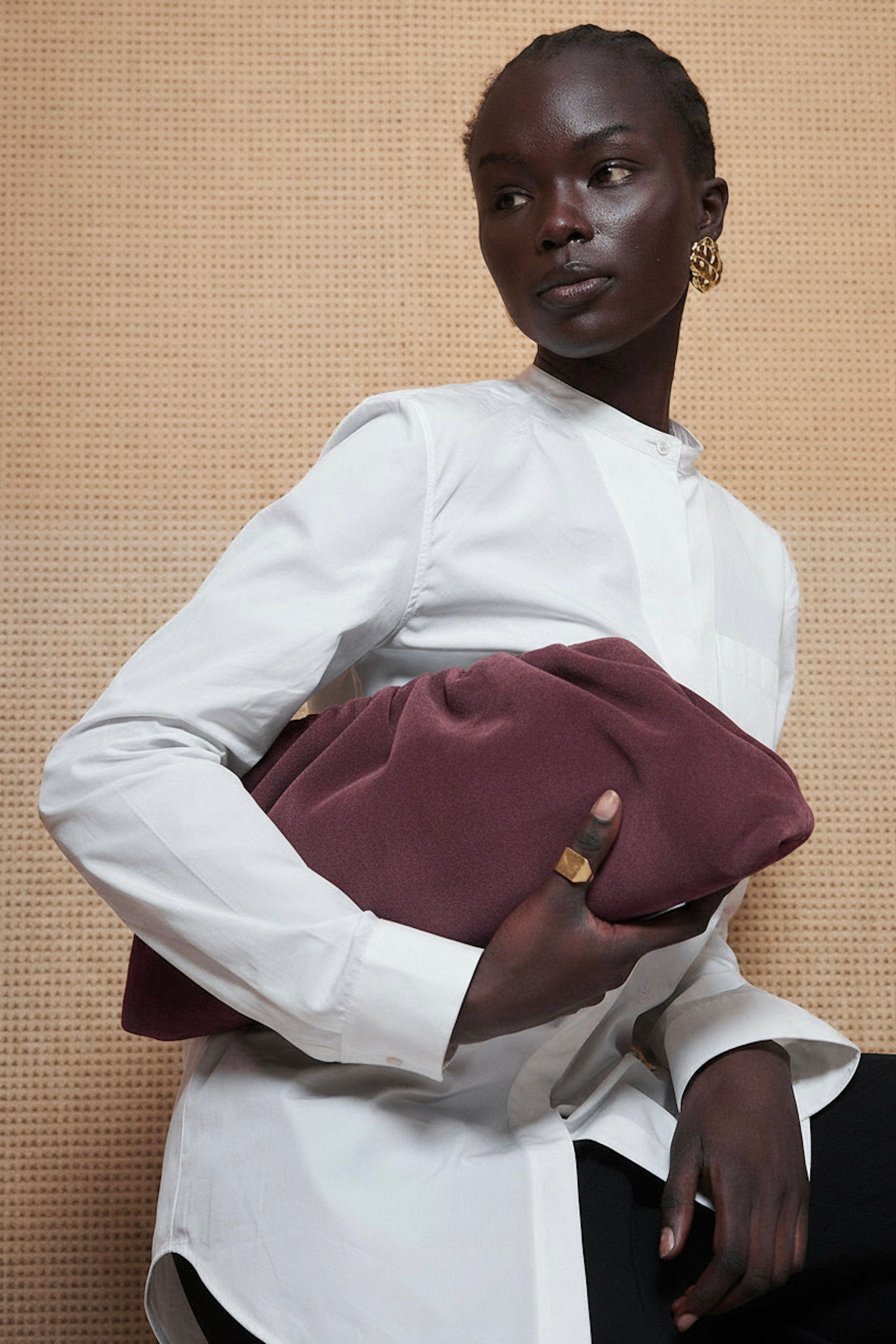 Suede Cloud Bag in Plum