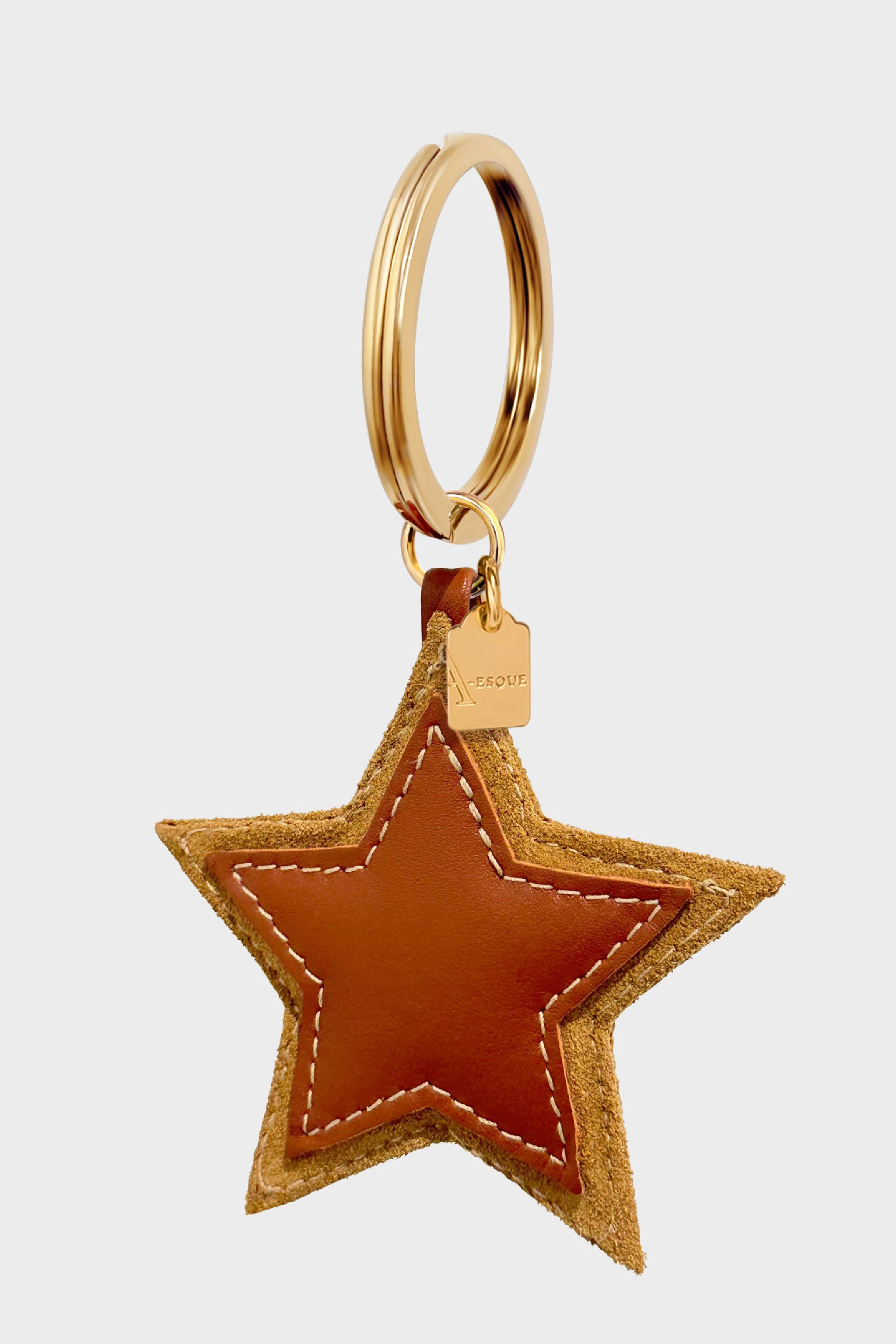 Shooting Star Keychain Suede Tan Handmade in Melbourne