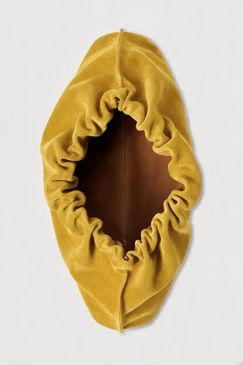 Suede Cloud Bag in Mustard