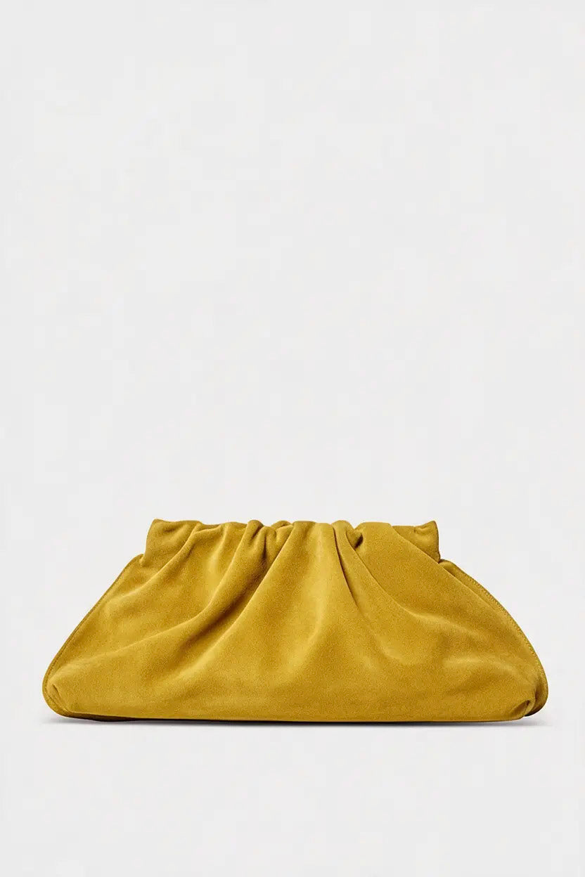 Suede Cloud Bag in Mustard