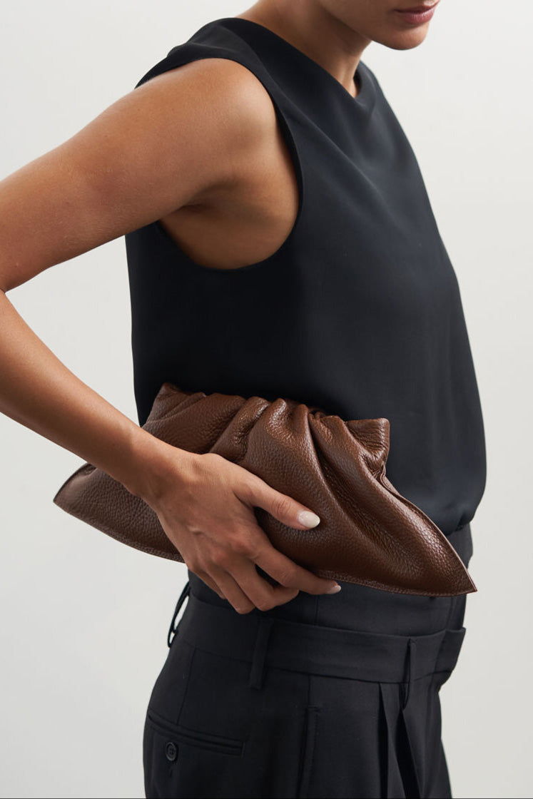 Mini Cloud Clutch in Grain Brown