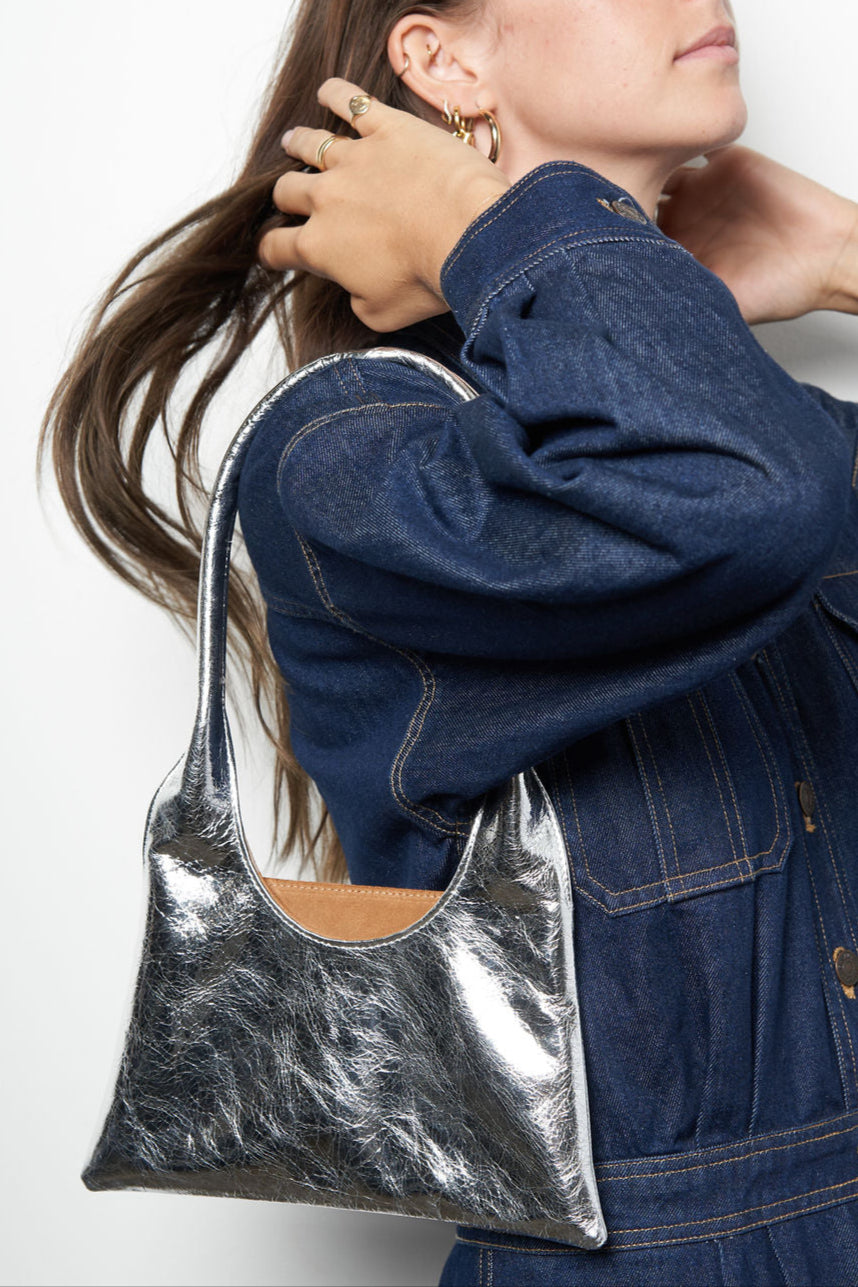 Triangle Sleeve Small in Metallic Silver