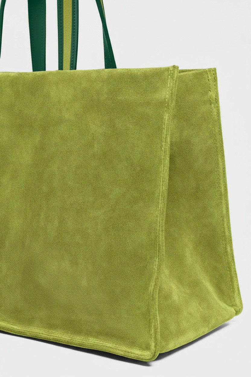 Deluxe Suede Tote in Matcha
