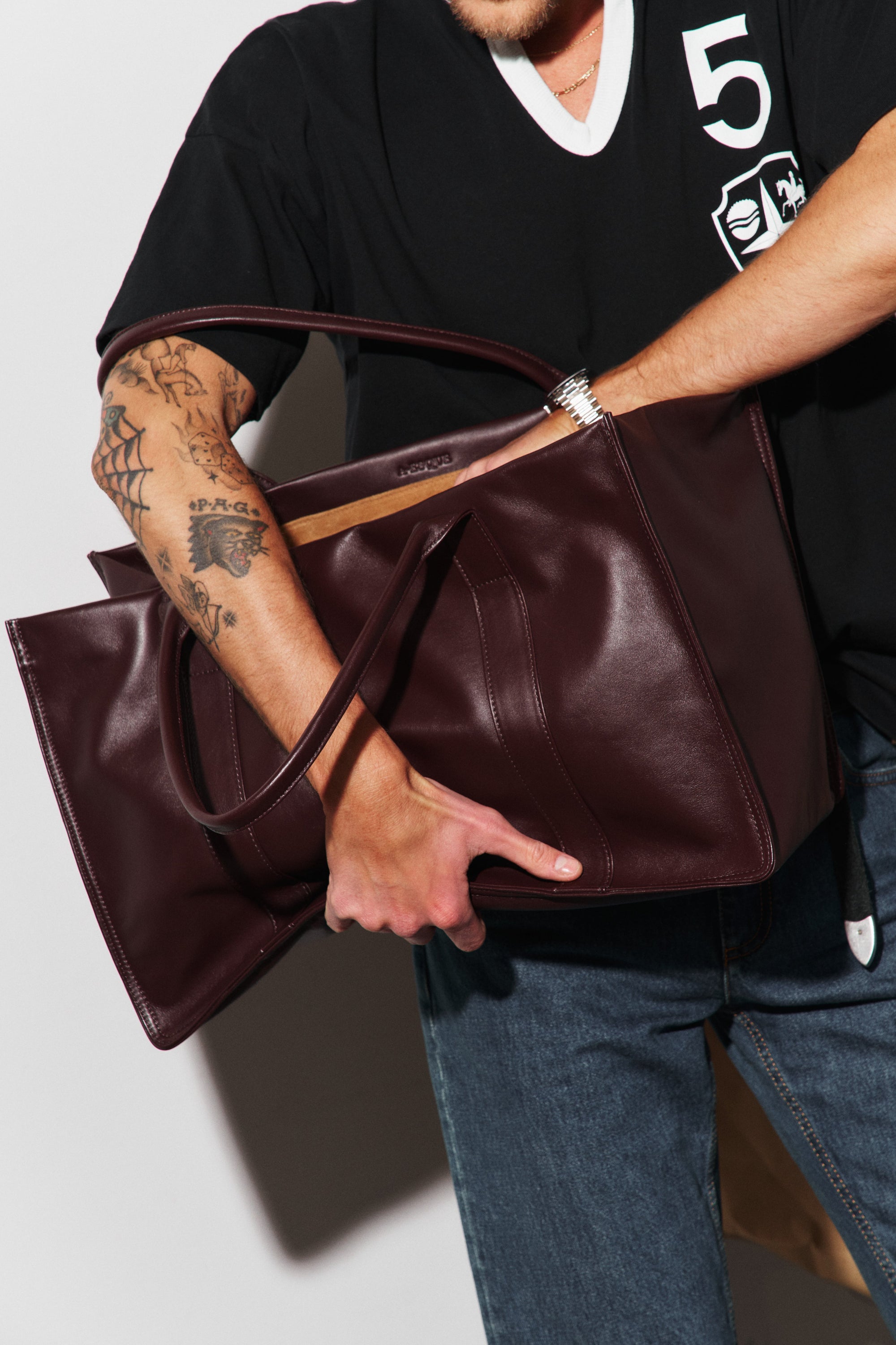 Original Grocer Tote Bag in Smooth Burgundy
