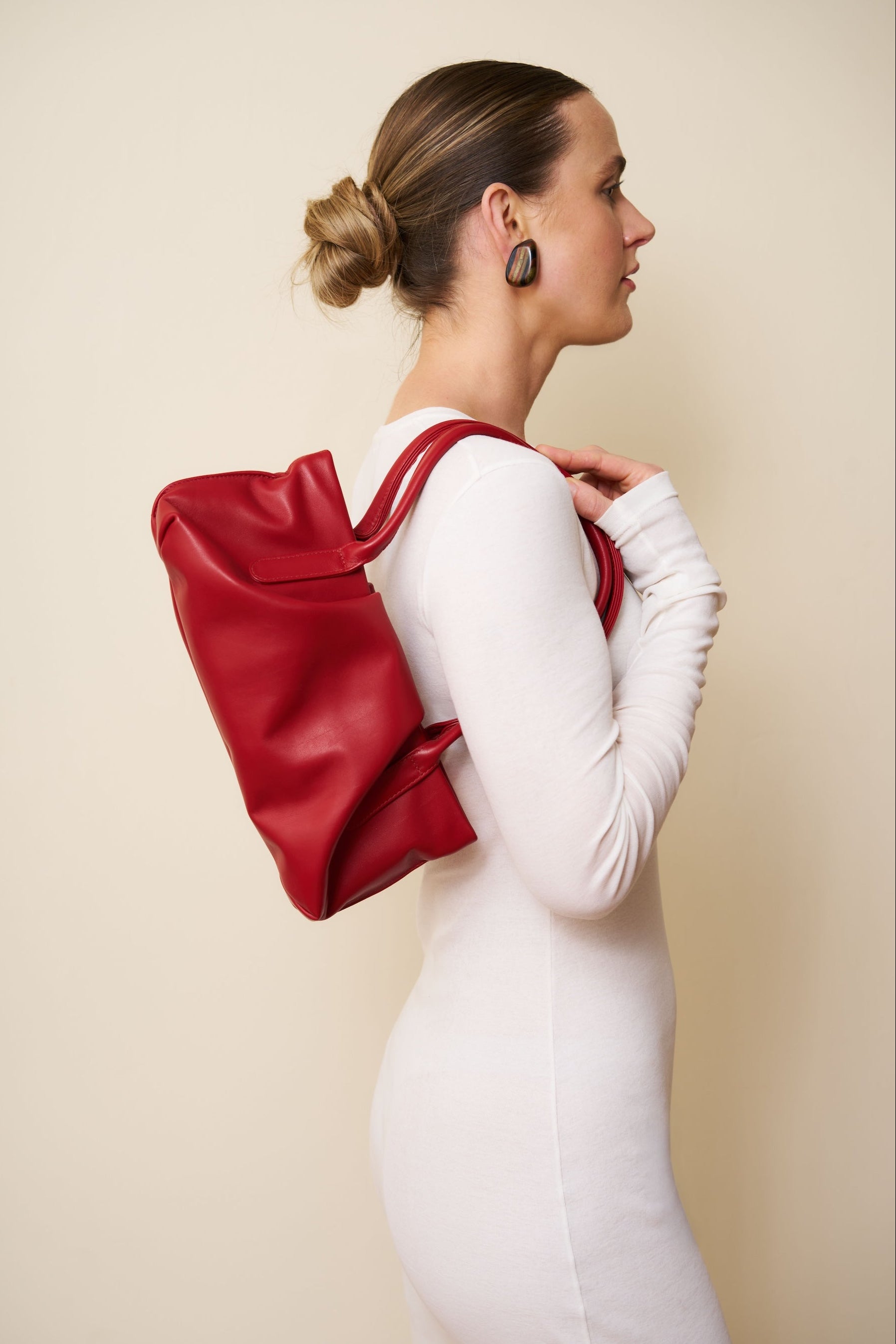 Fold Shoulder Bag in Smooth Red