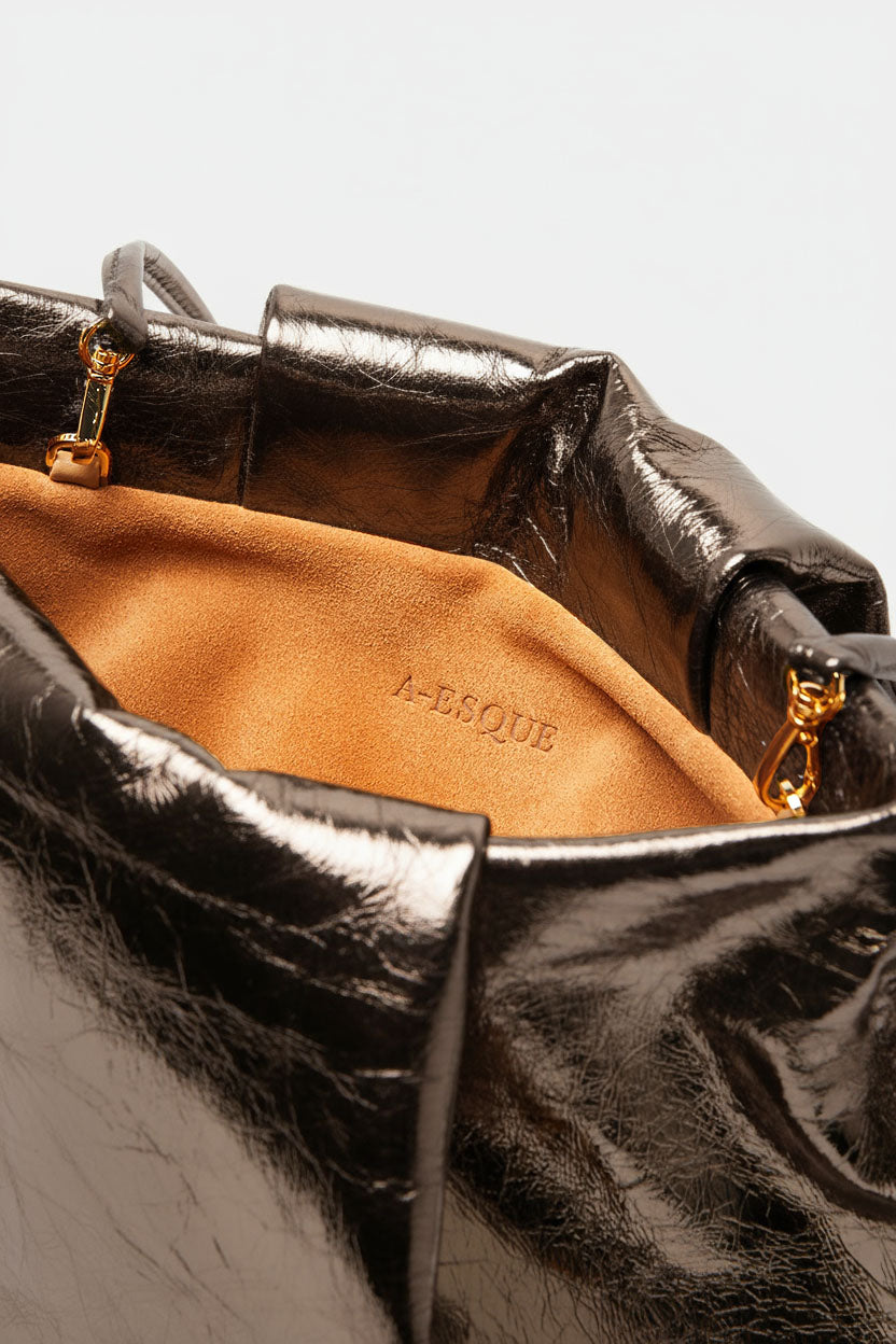 Fold Clutch in Metallic Brown