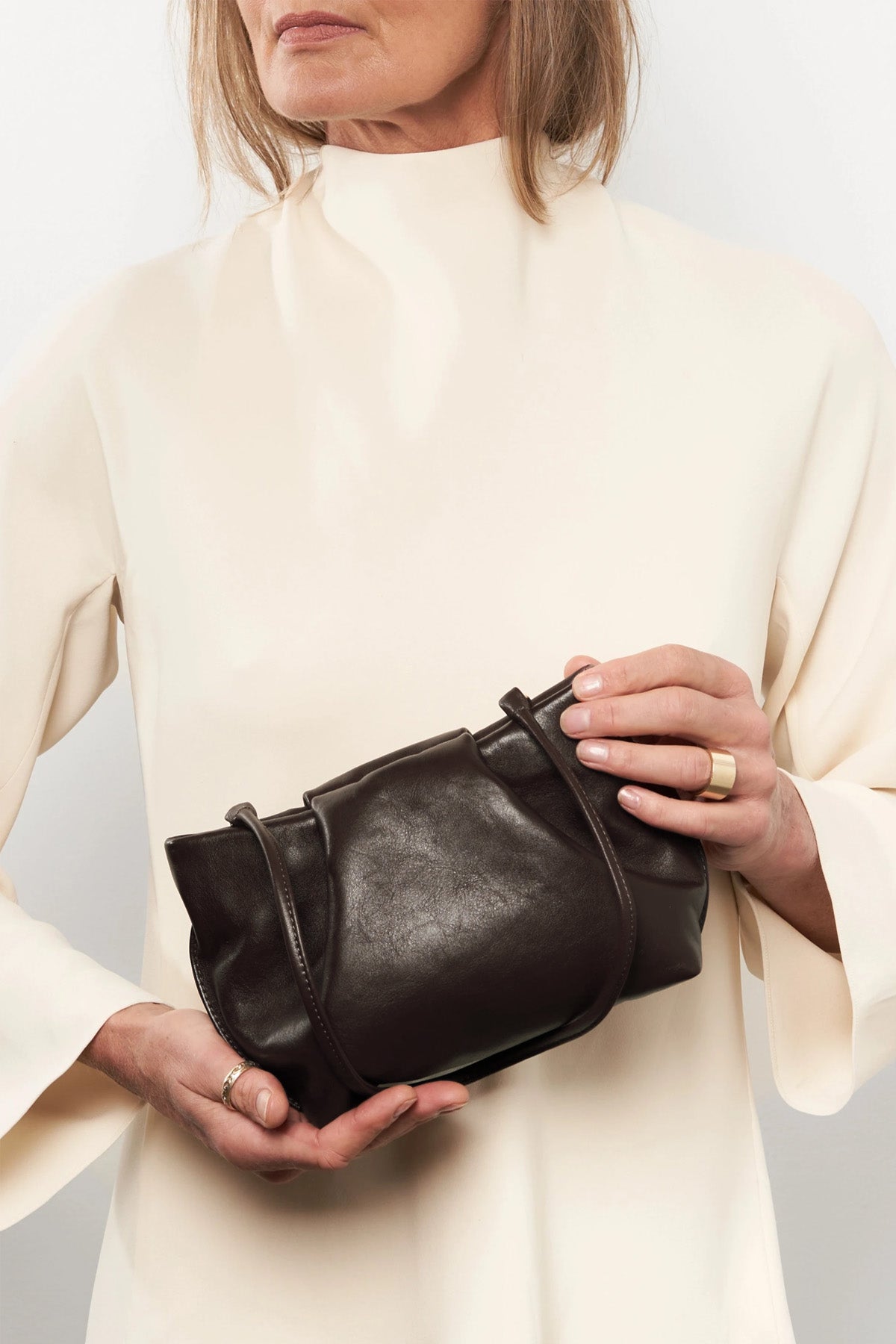 Fold Clutch Mini in Smooth Dark Brown