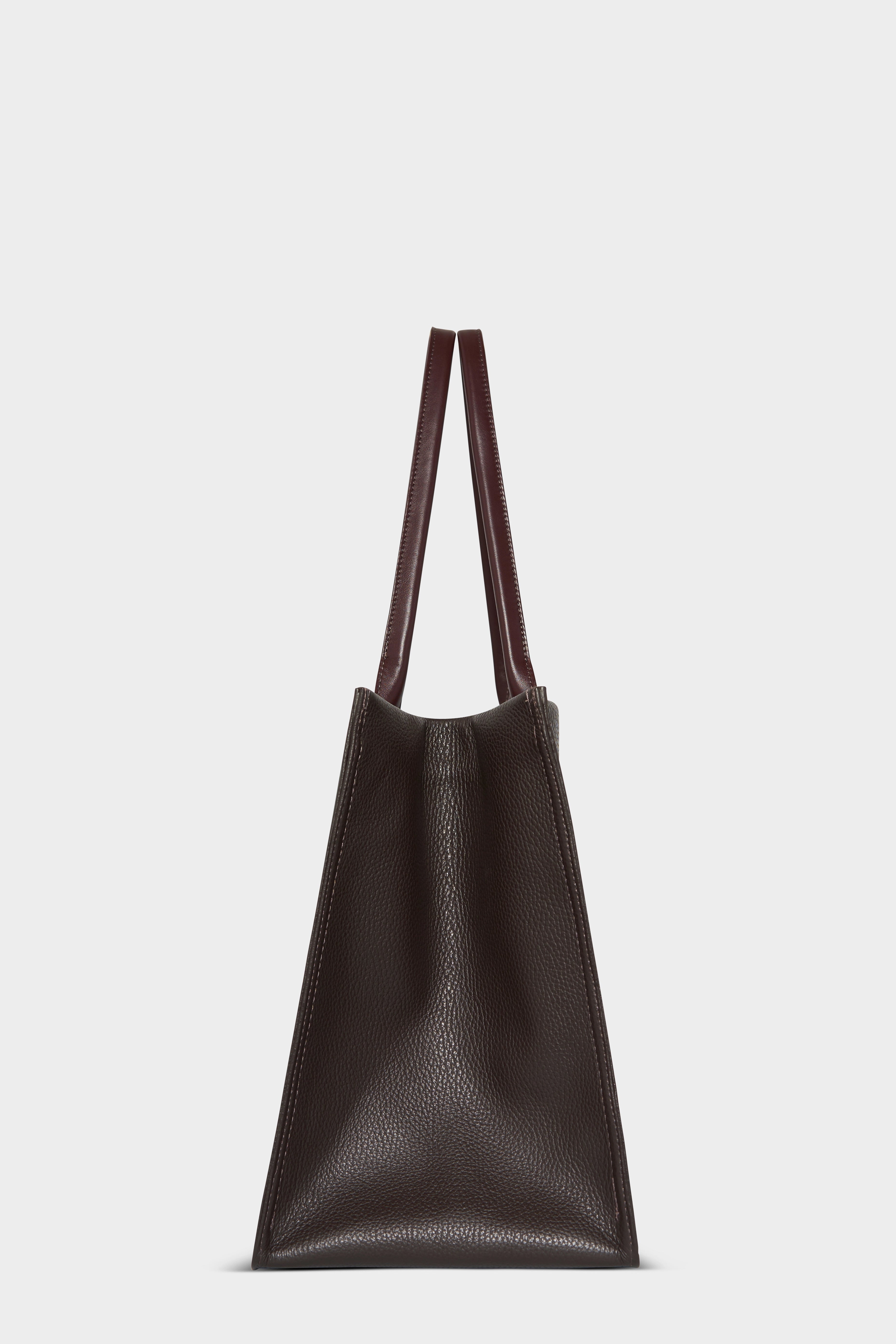 Grocer Deluxe Tote Bag in Dark Brown and Burgundy