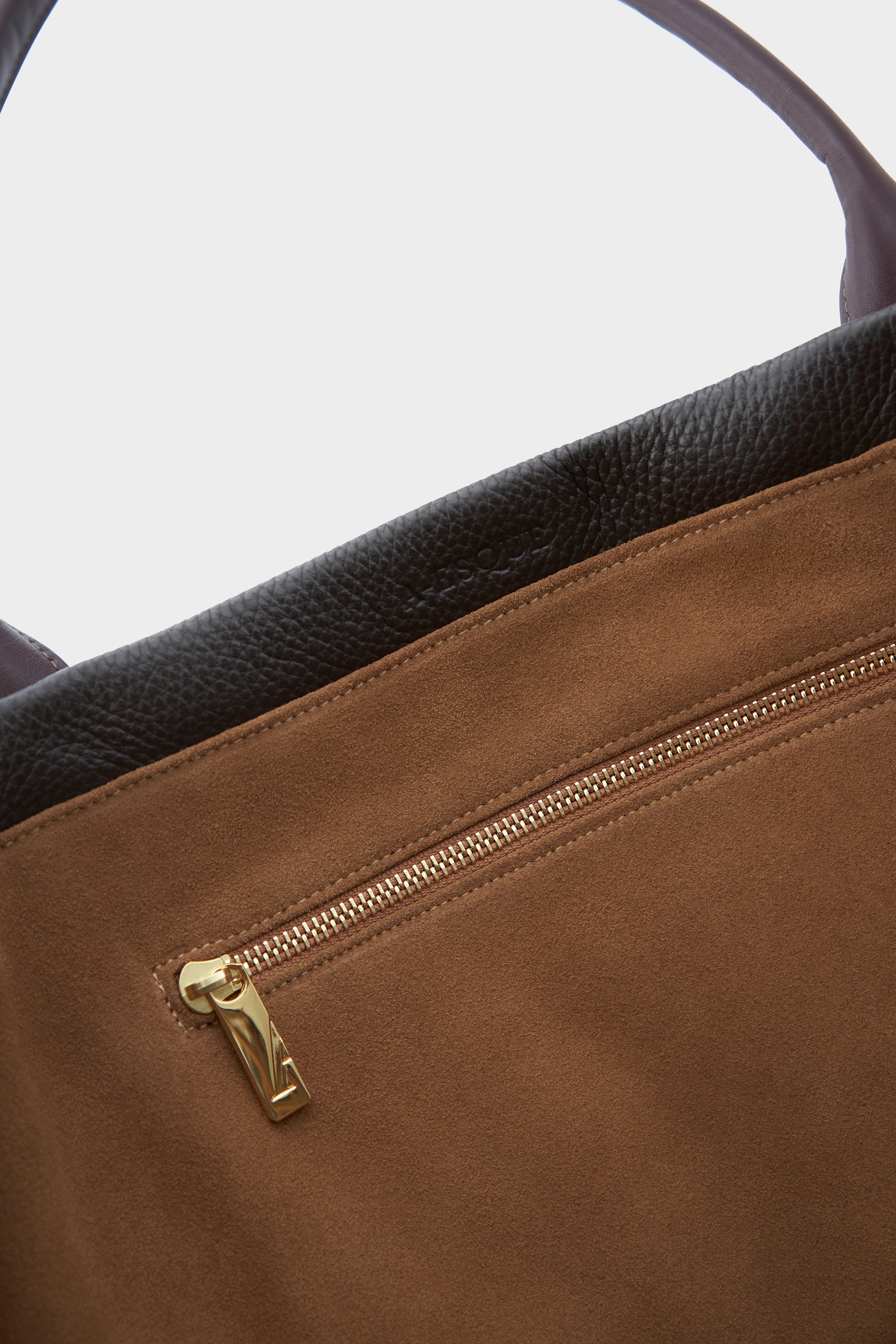 Grocer Deluxe Tote Bag in Dark Brown and Burgundy