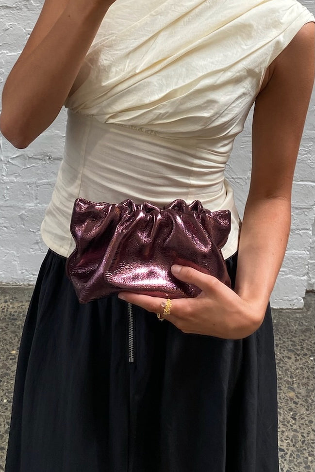 Mini Puffa in Metallic Burgundy