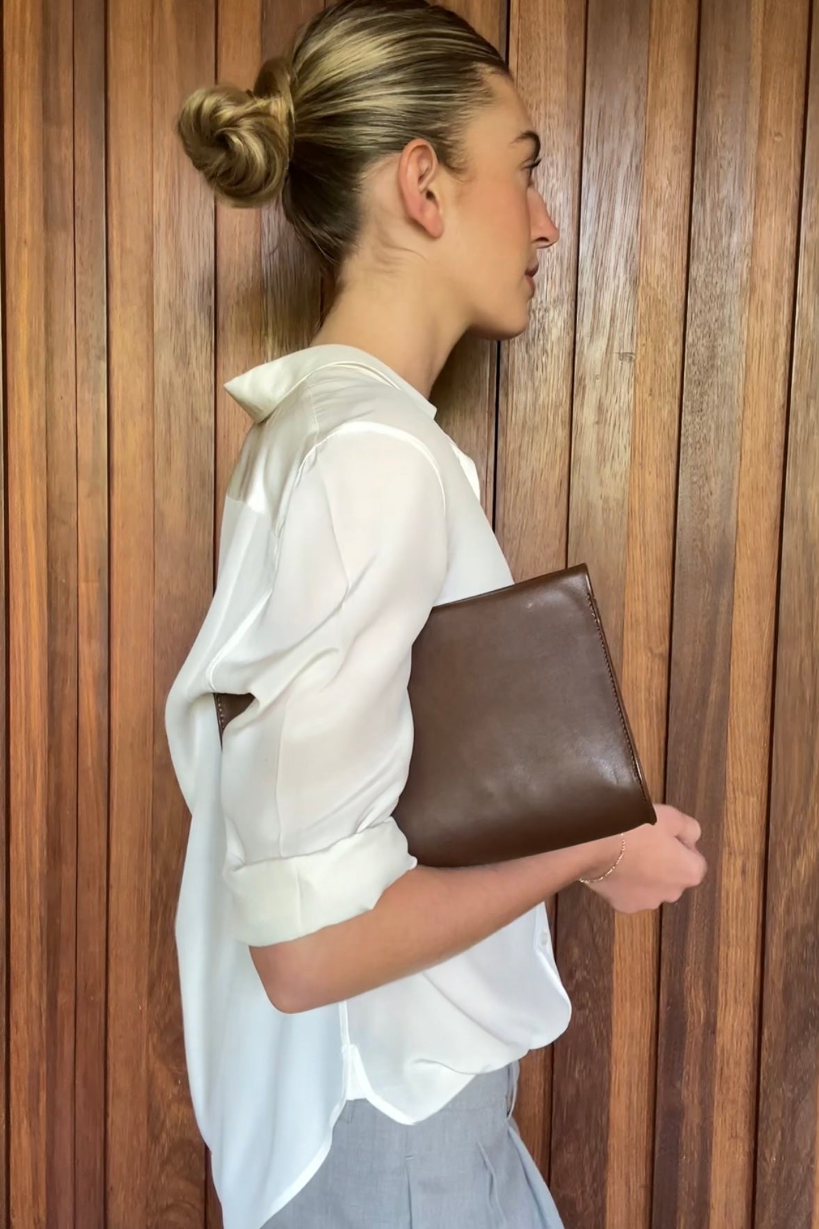 Teardrop Clutch in Smooth Chestnut