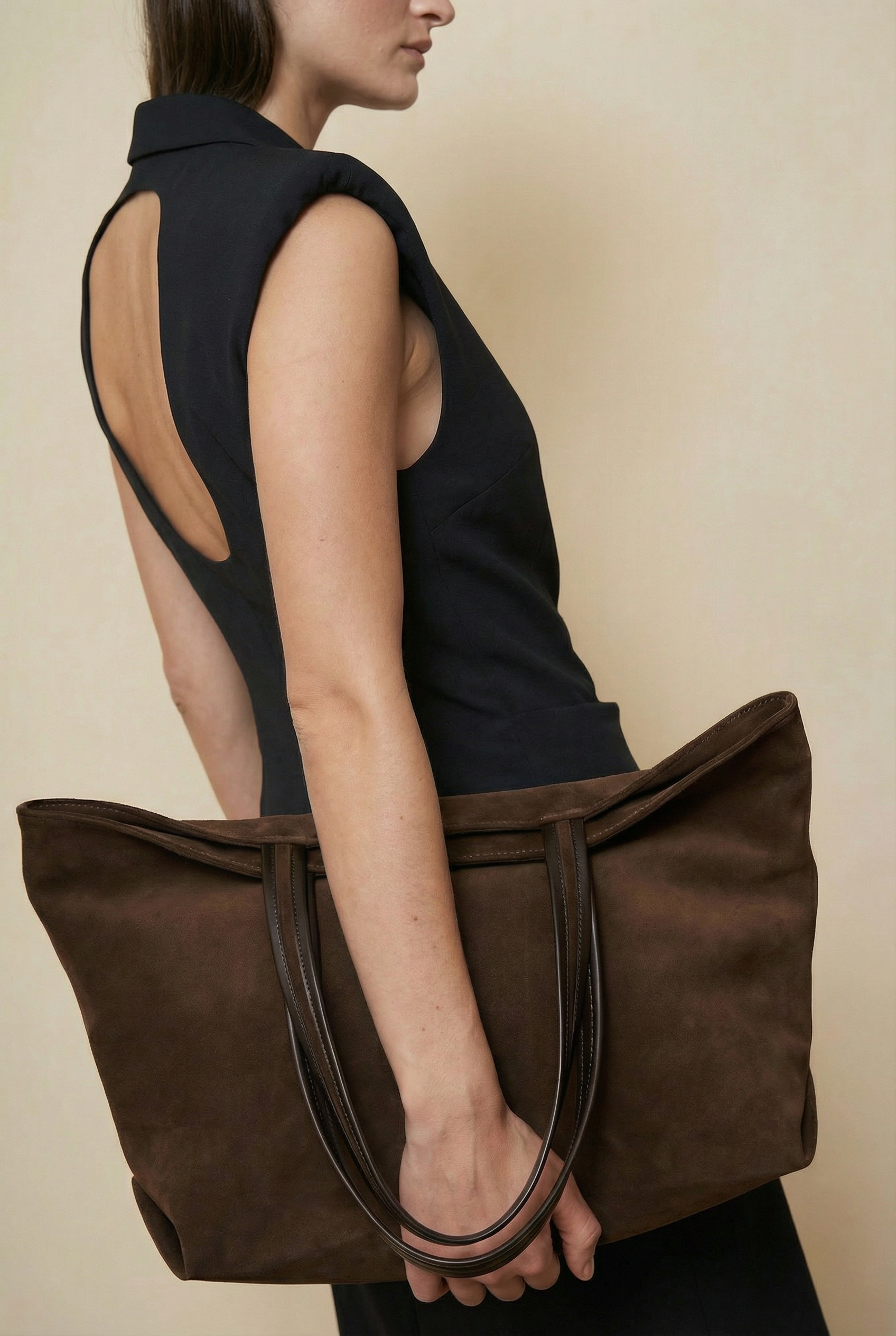 Simple Fold Tote in Suede Chestnut