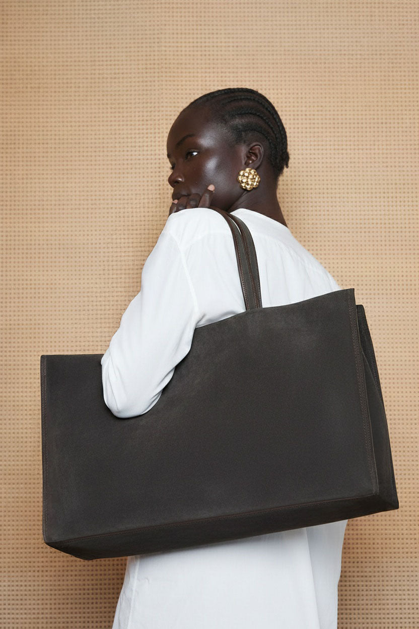 Deluxe Suede Tote in Brown