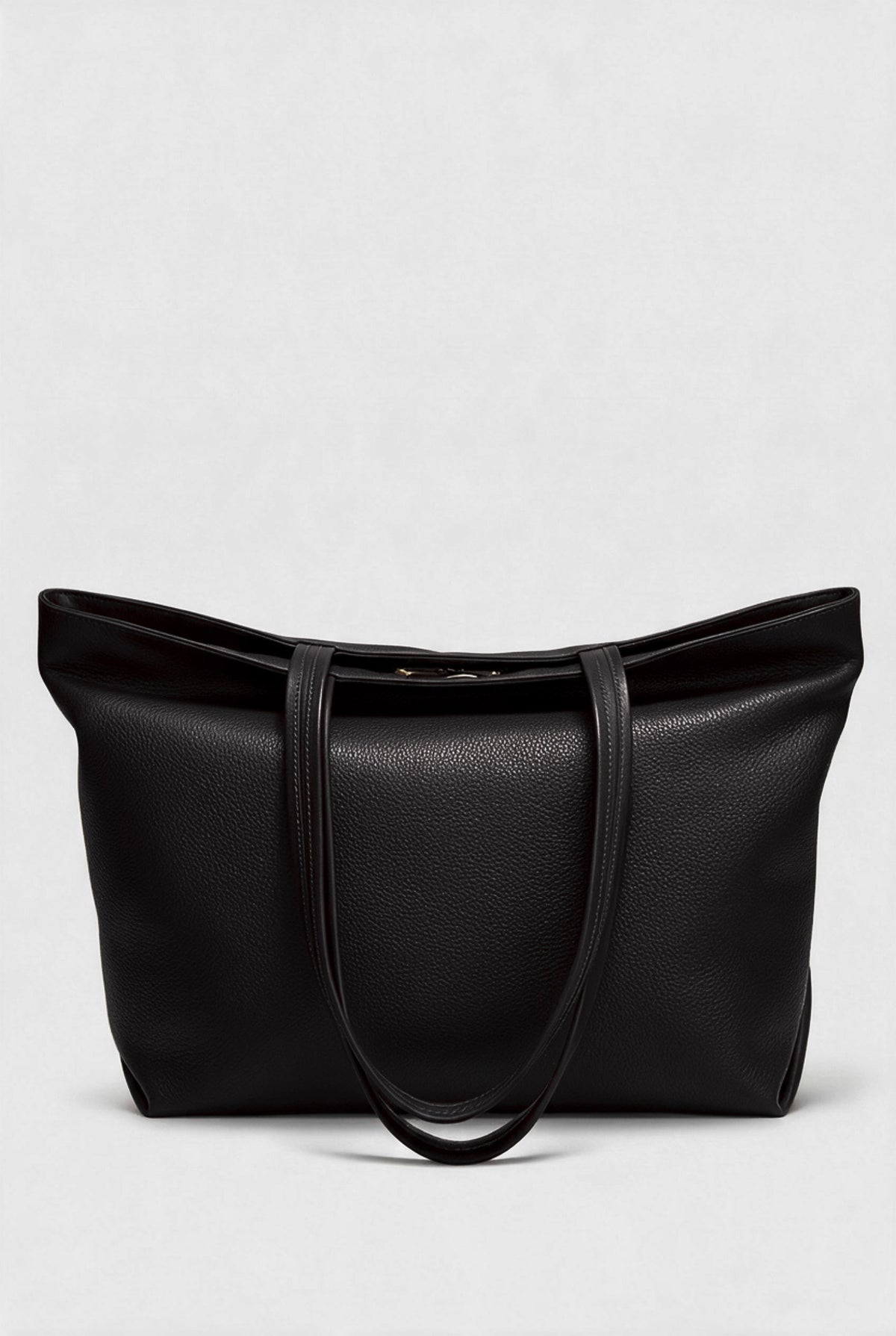 Large Simple Fold Tote in Grain Black