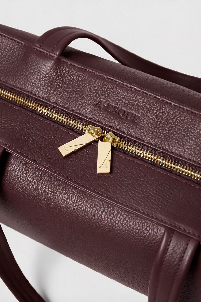 Large Simple Fold Tote in Grain Burgundy