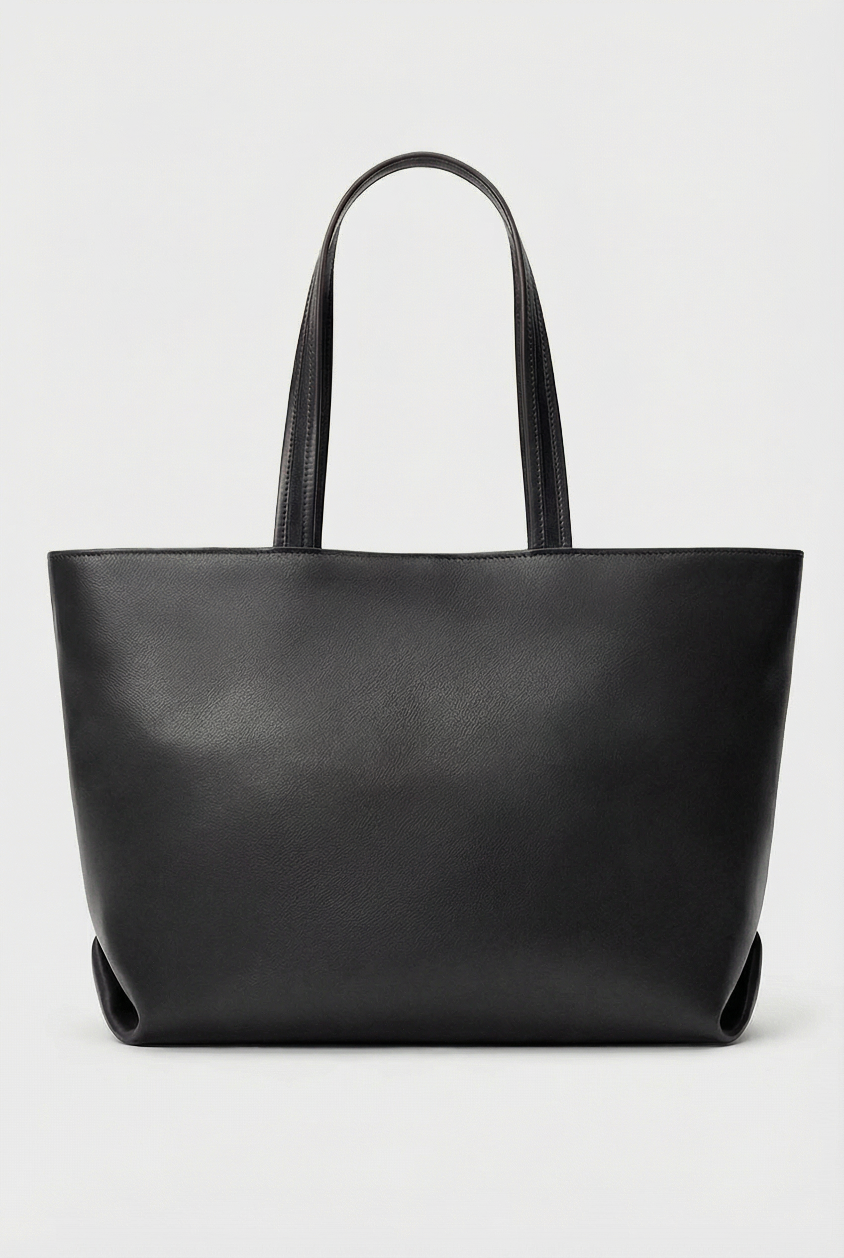 Large Simple Fold Tote in Smooth Black