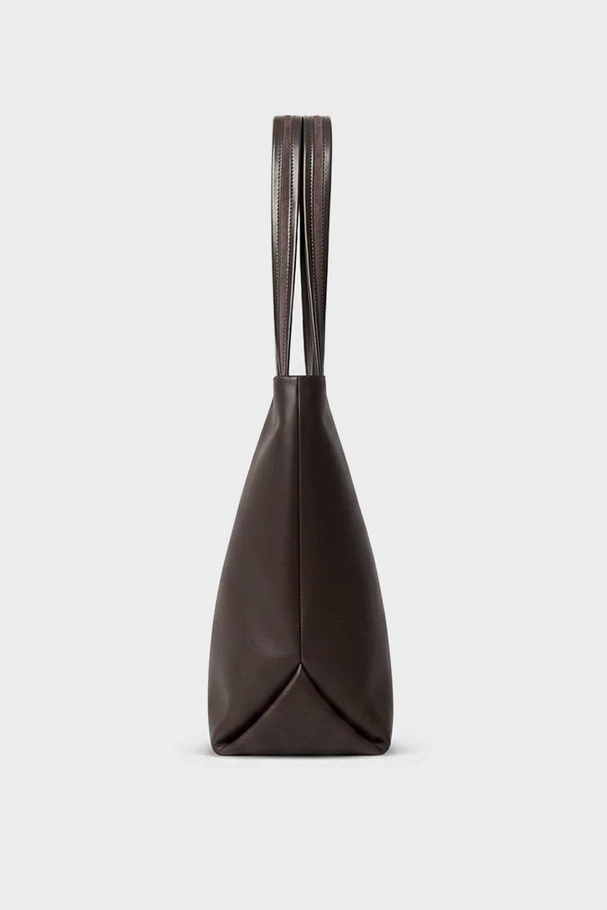 Large Simple Fold Tote in Smooth Dark Brown