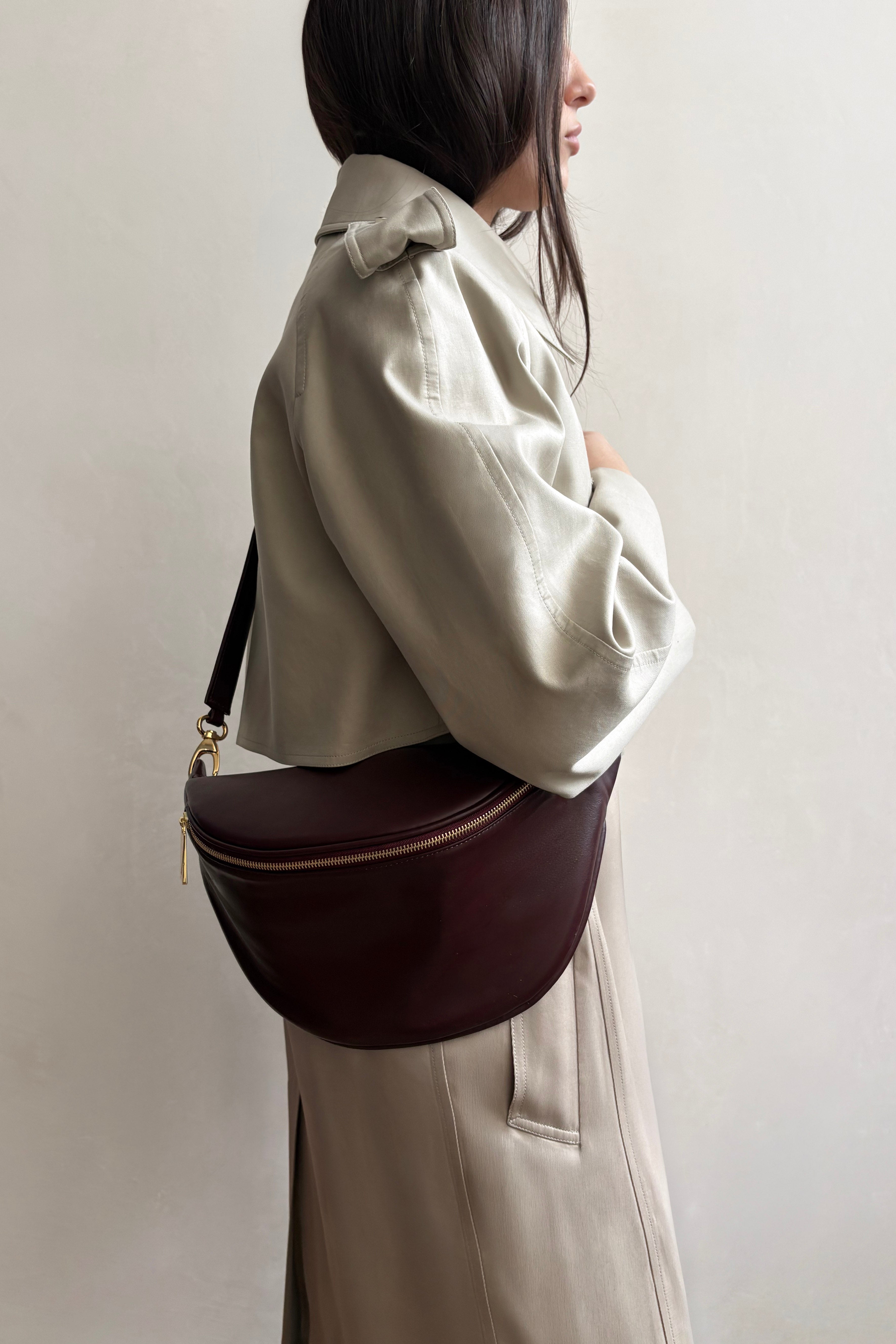 Creators Crescent Bum Bag in Smooth Burgundy