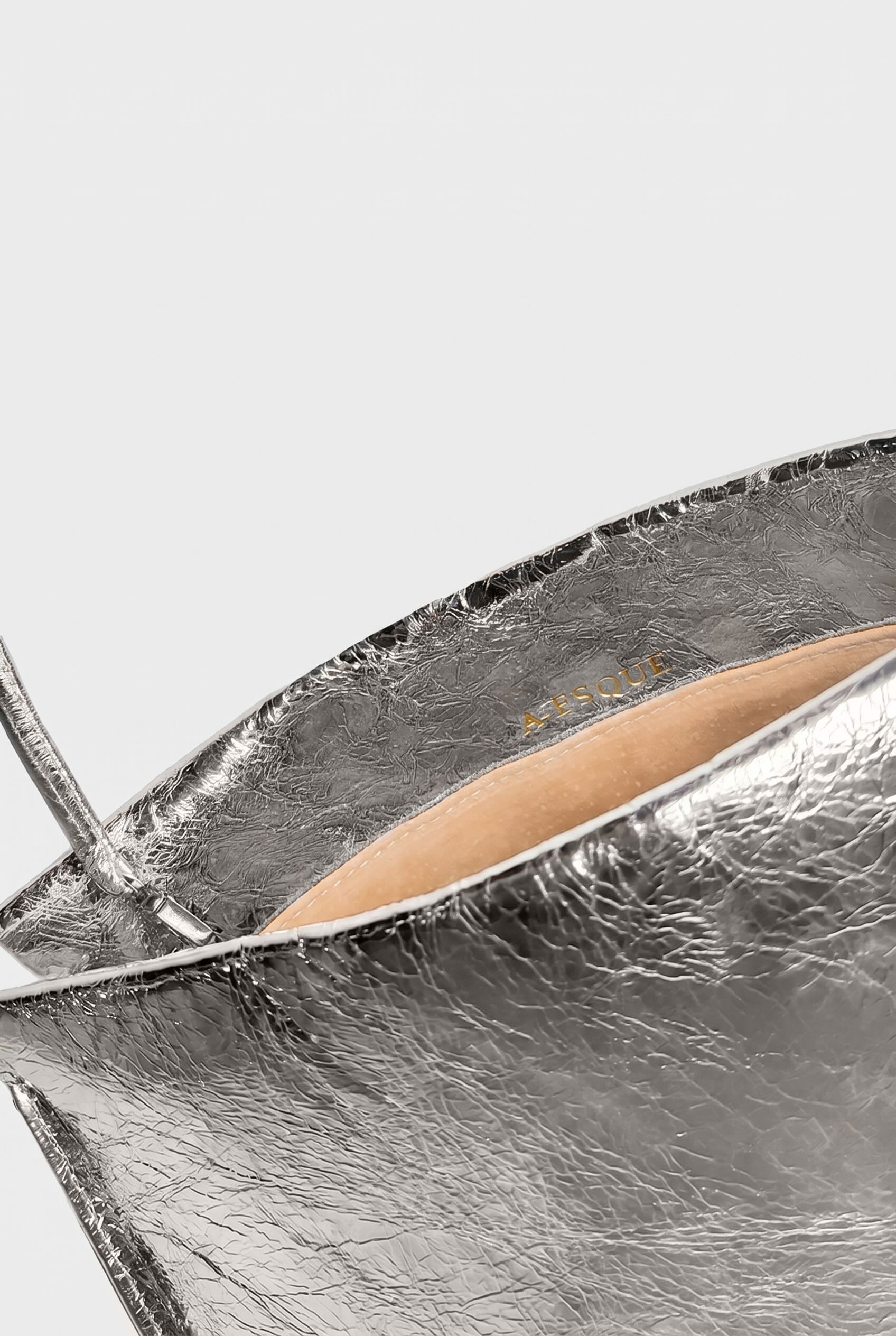 Teardrop Clutch in Metallic Silver