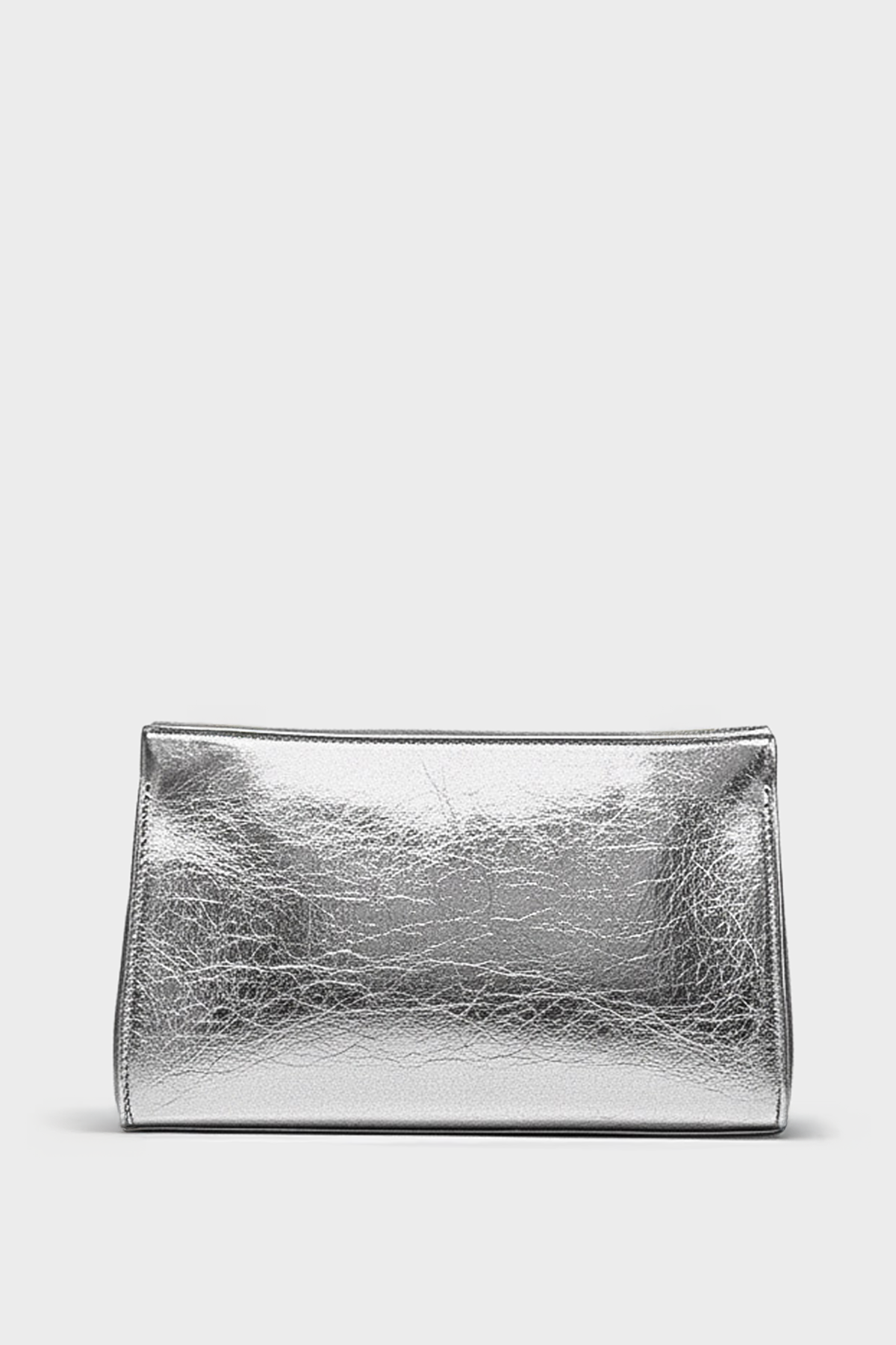 Teardrop Clutch in Metallic Silver