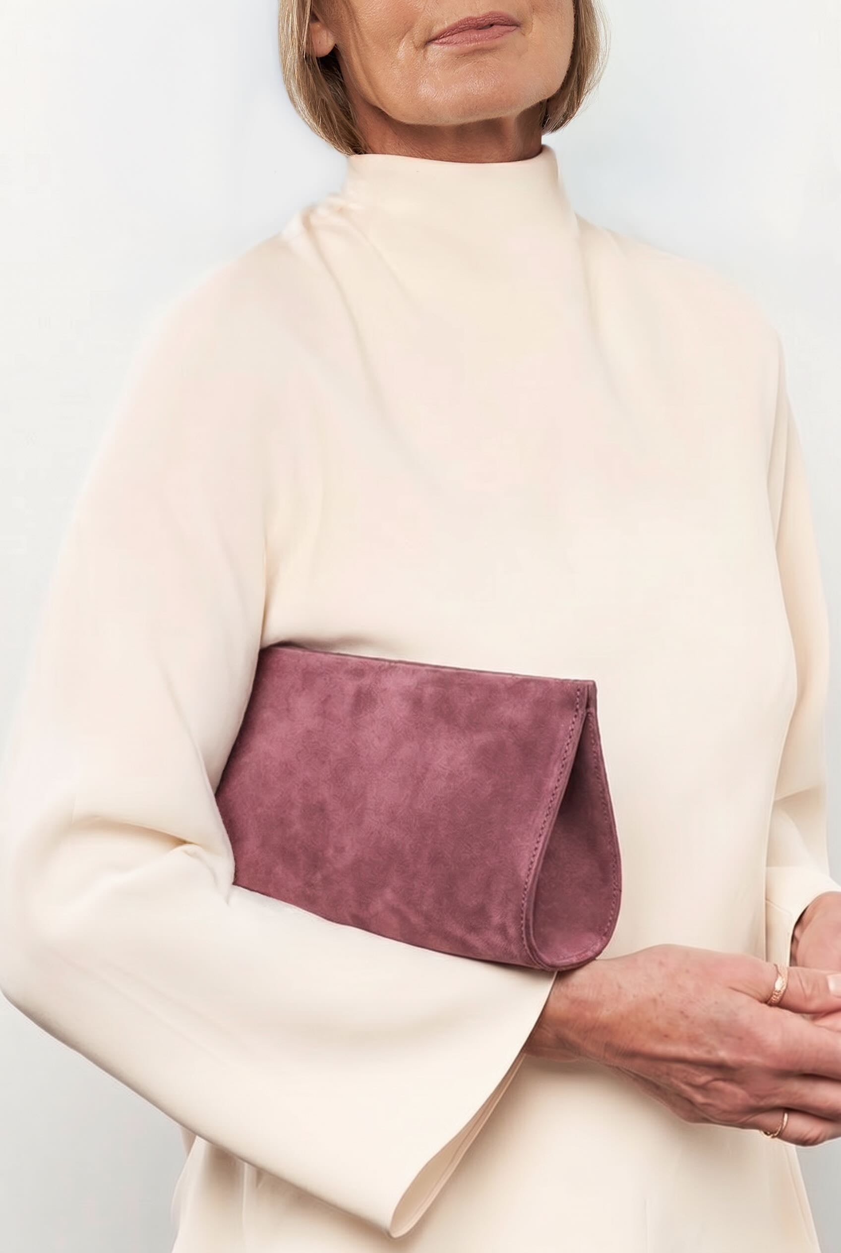 Mini Teardrop Clutch in Suede Plum