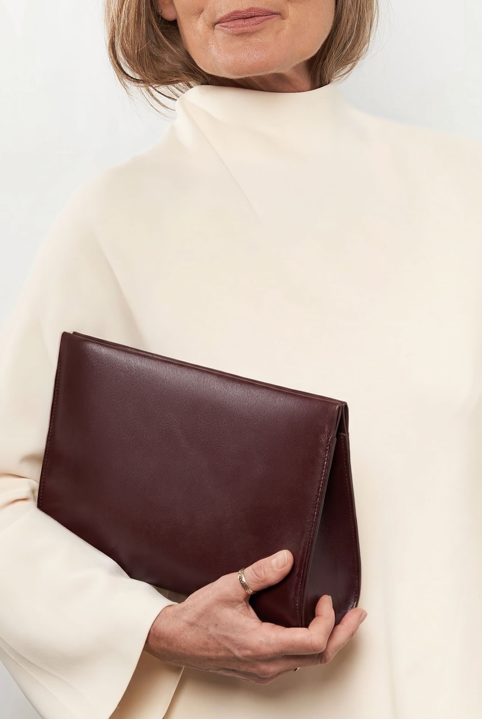 Teardrop Clutch in Smooth Burgundy