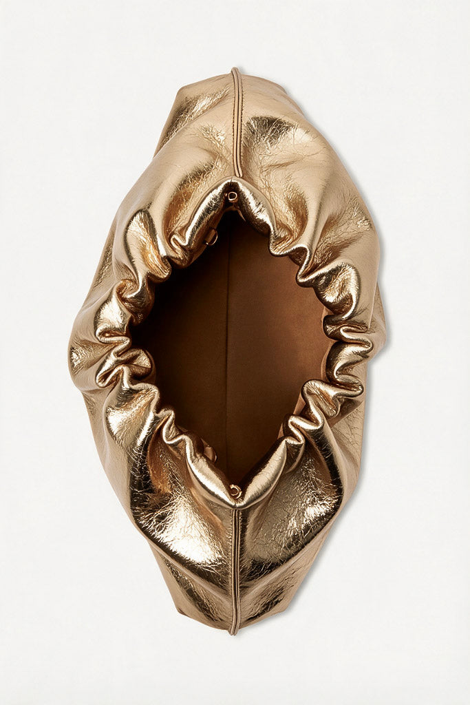 Midi Cloud Bag in Metallic Gold