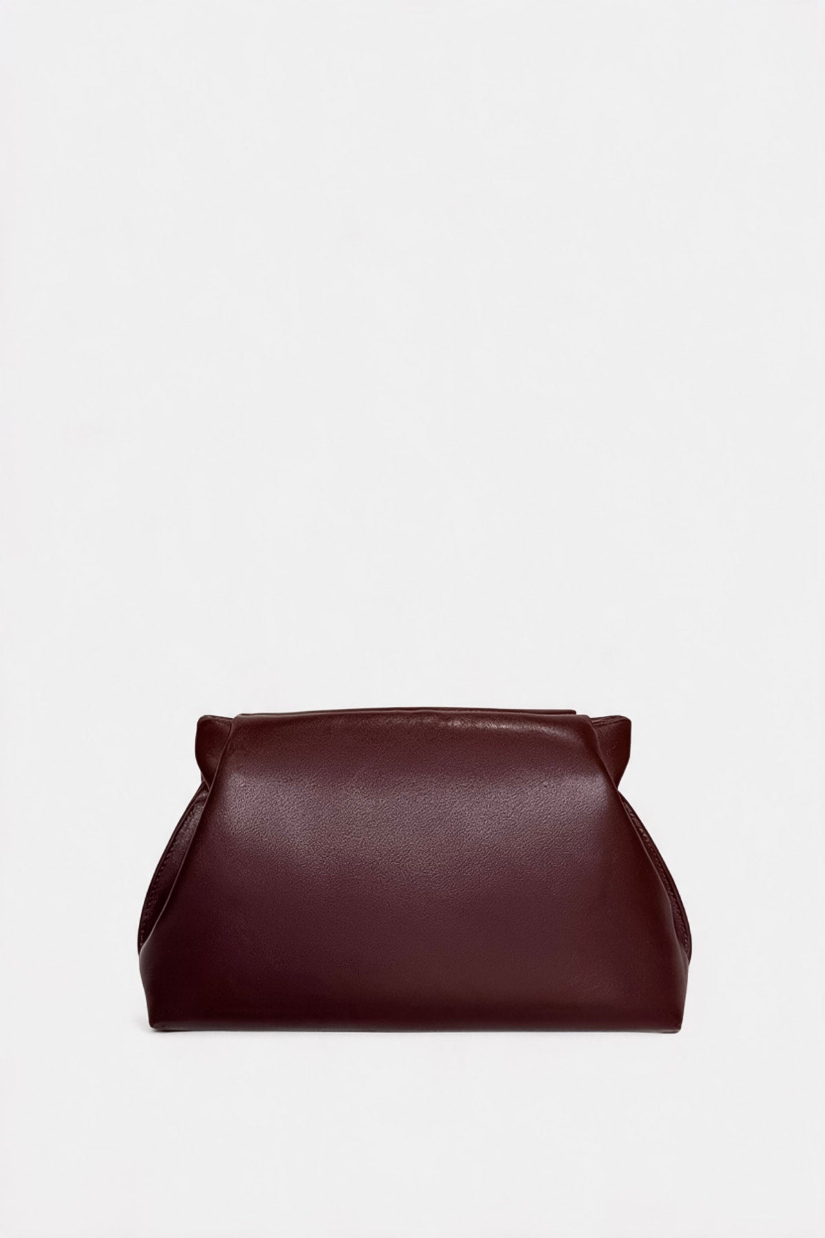 Midi Curve Clutch in Smooth Burgundy
