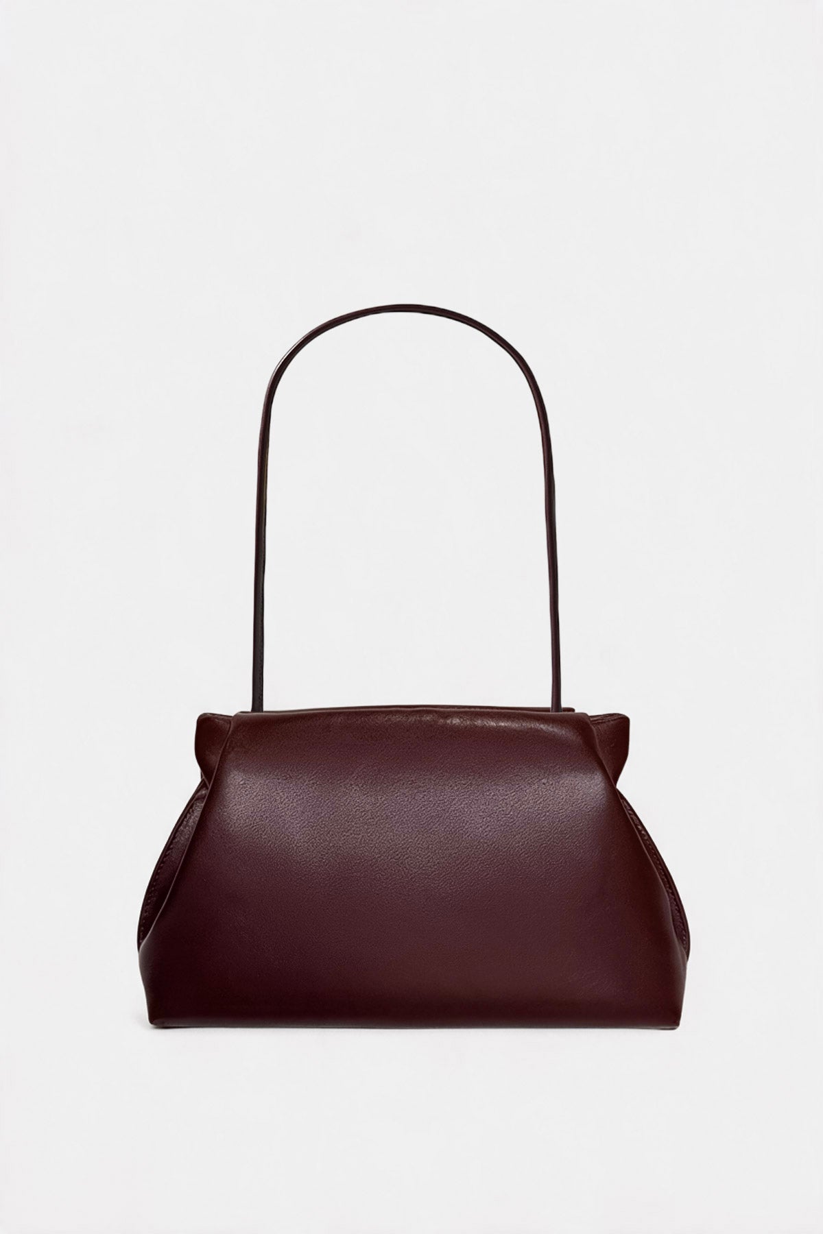 Midi Curve Clutch in Smooth Burgundy
